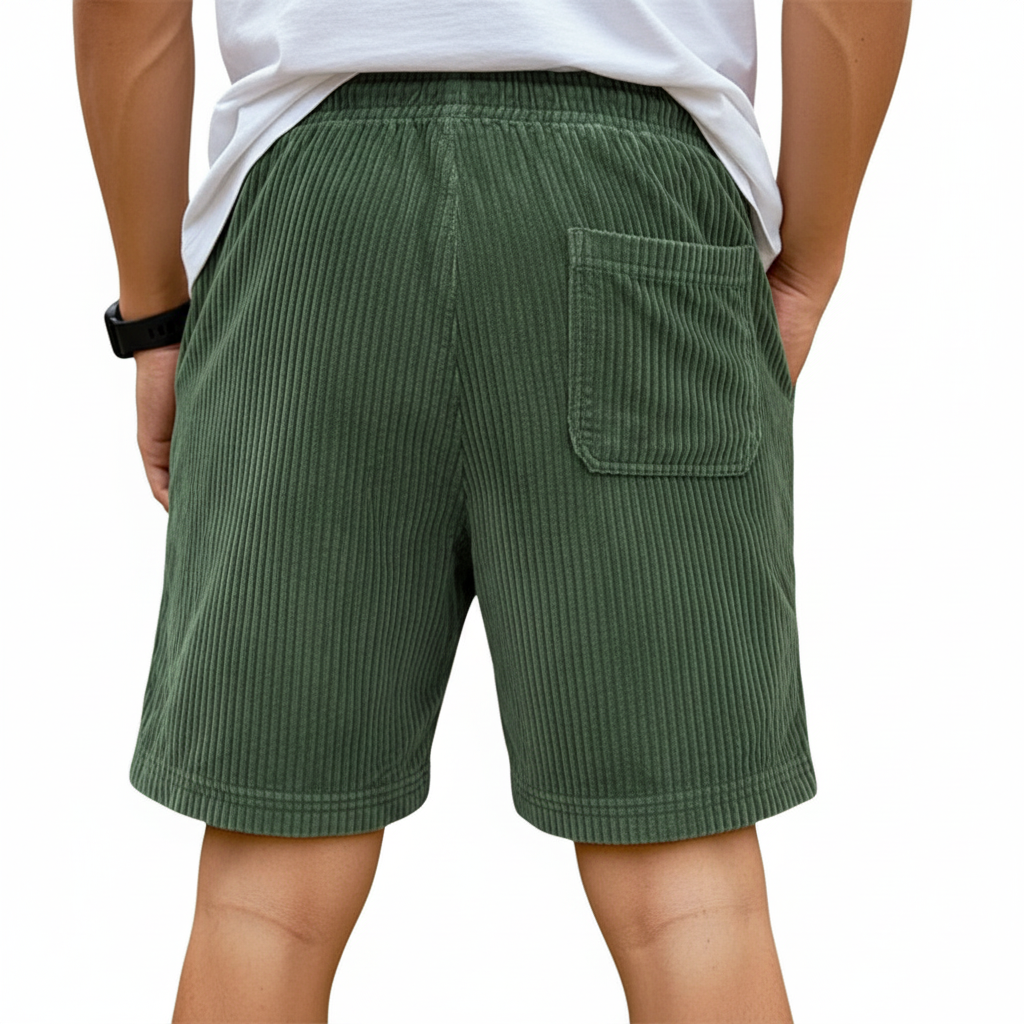 Vintage Corduroy Casual Shorts With Drawstring For Men