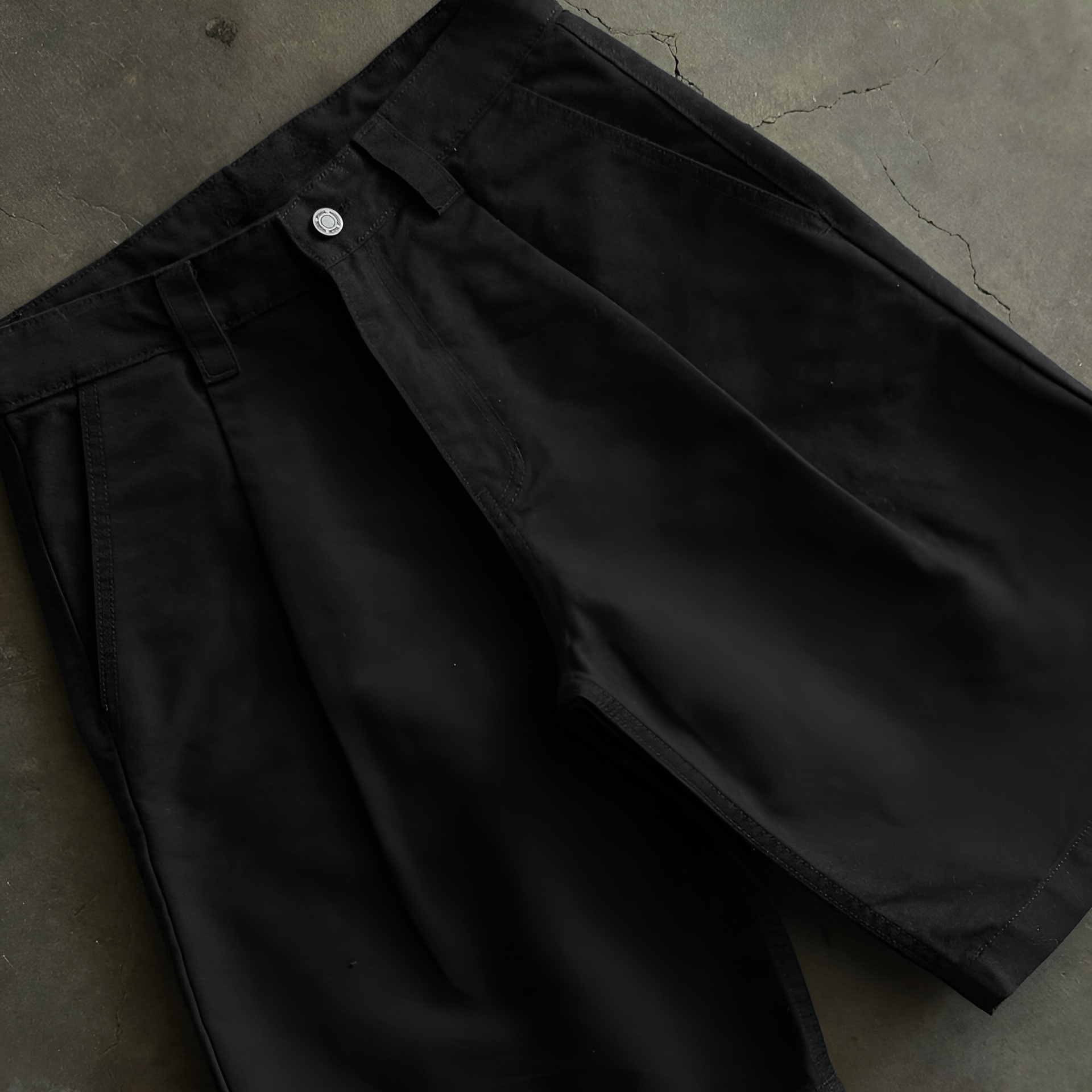 Baggy Wide Fit Pleated Design Denim Shorts 