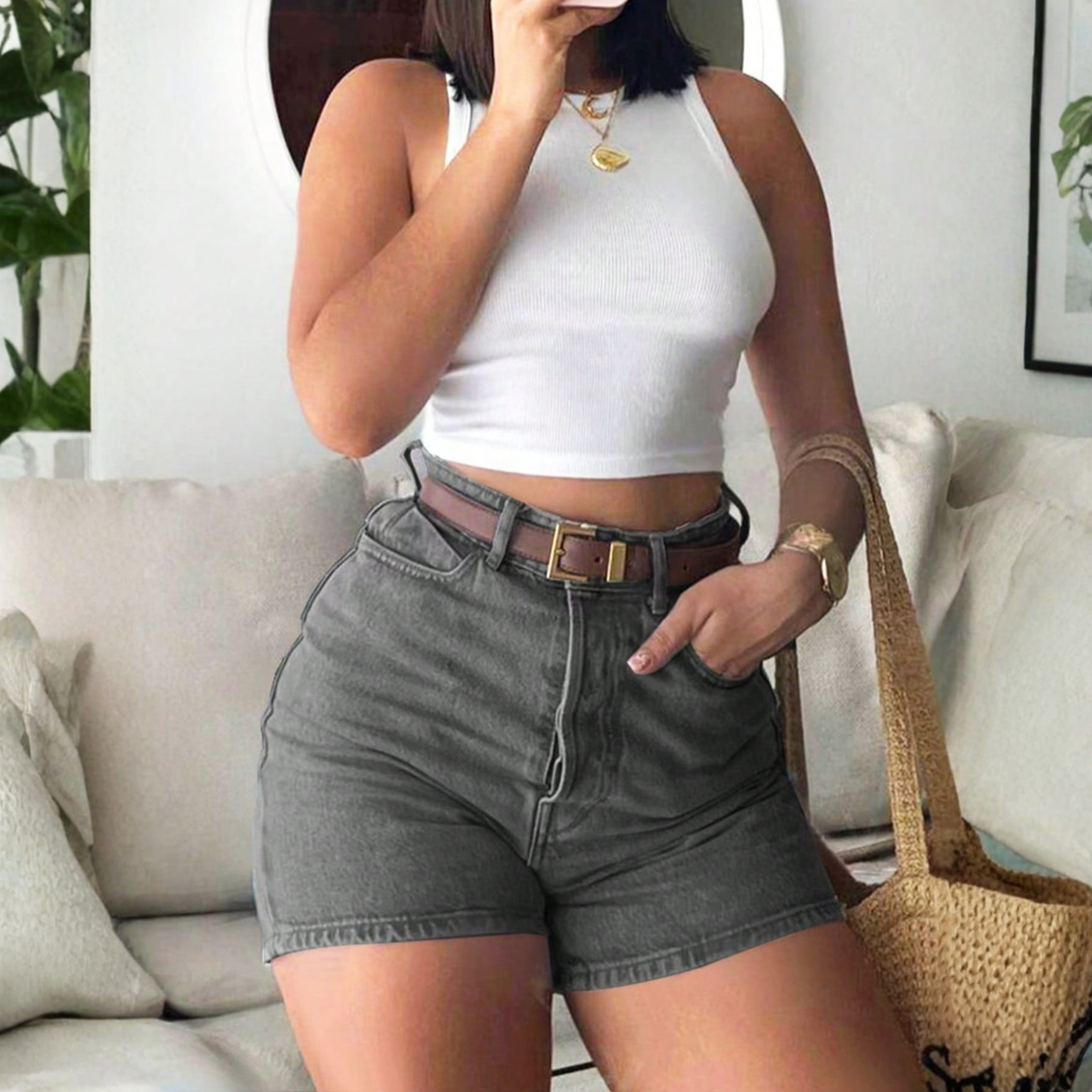 Casual Denim Shorts With Button Front Summer Everyday Style