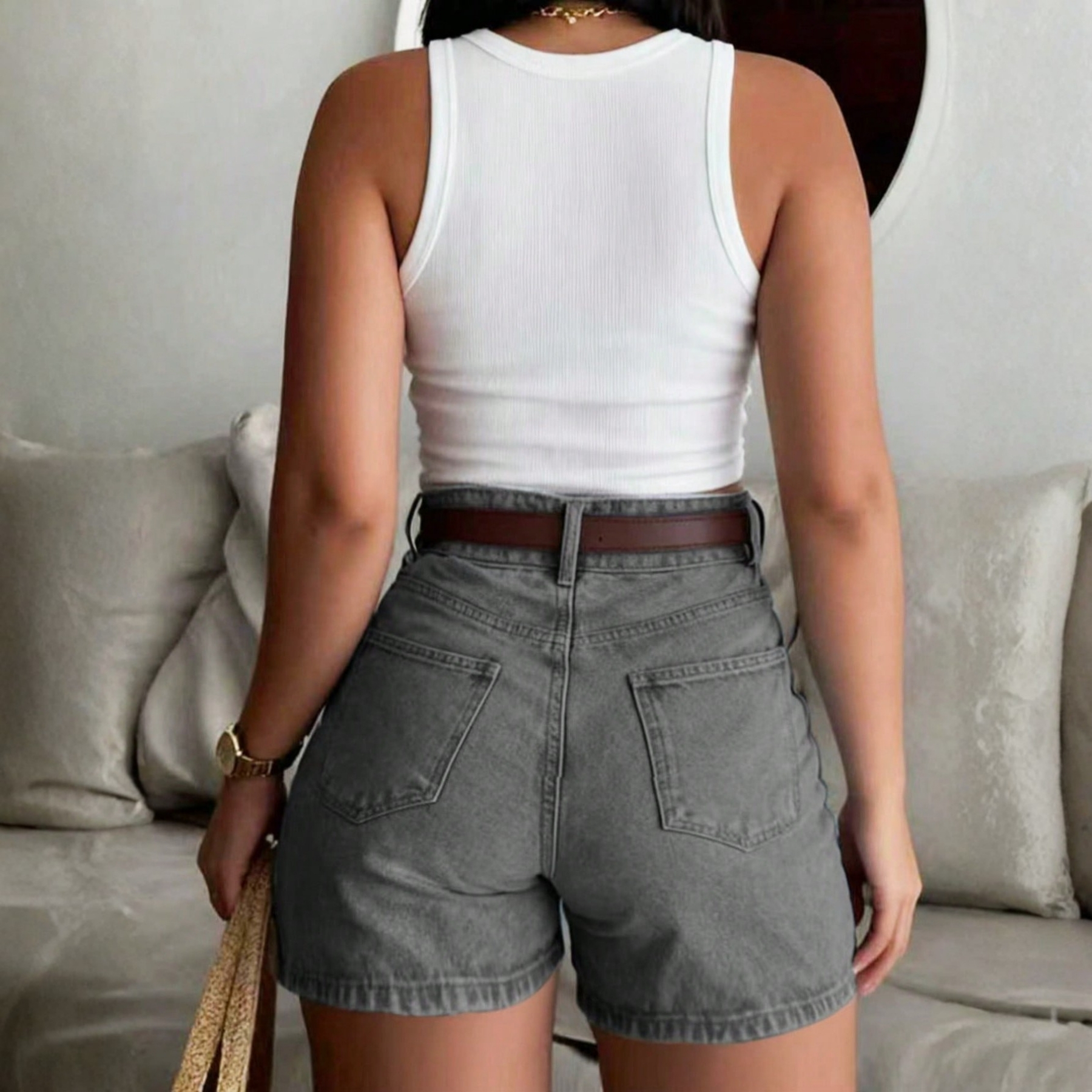 Casual Denim Shorts With Button Front Summer Everyday Style