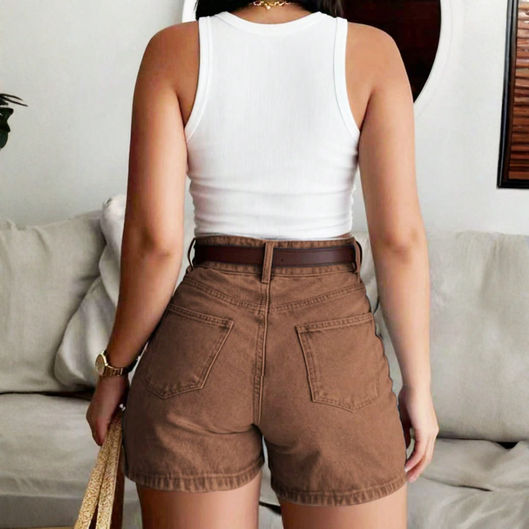 Casual Denim Shorts with Button Front Summer Everyday Style