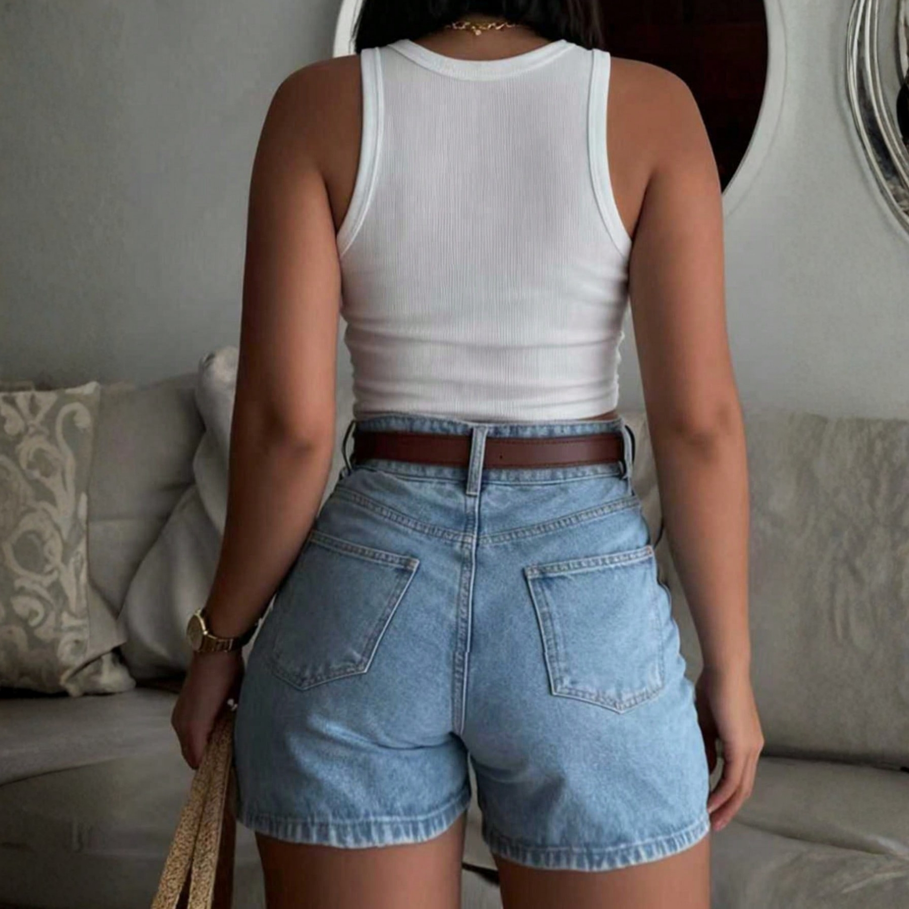 Casual Denim Shorts with Button Front Summer Everyday Style
