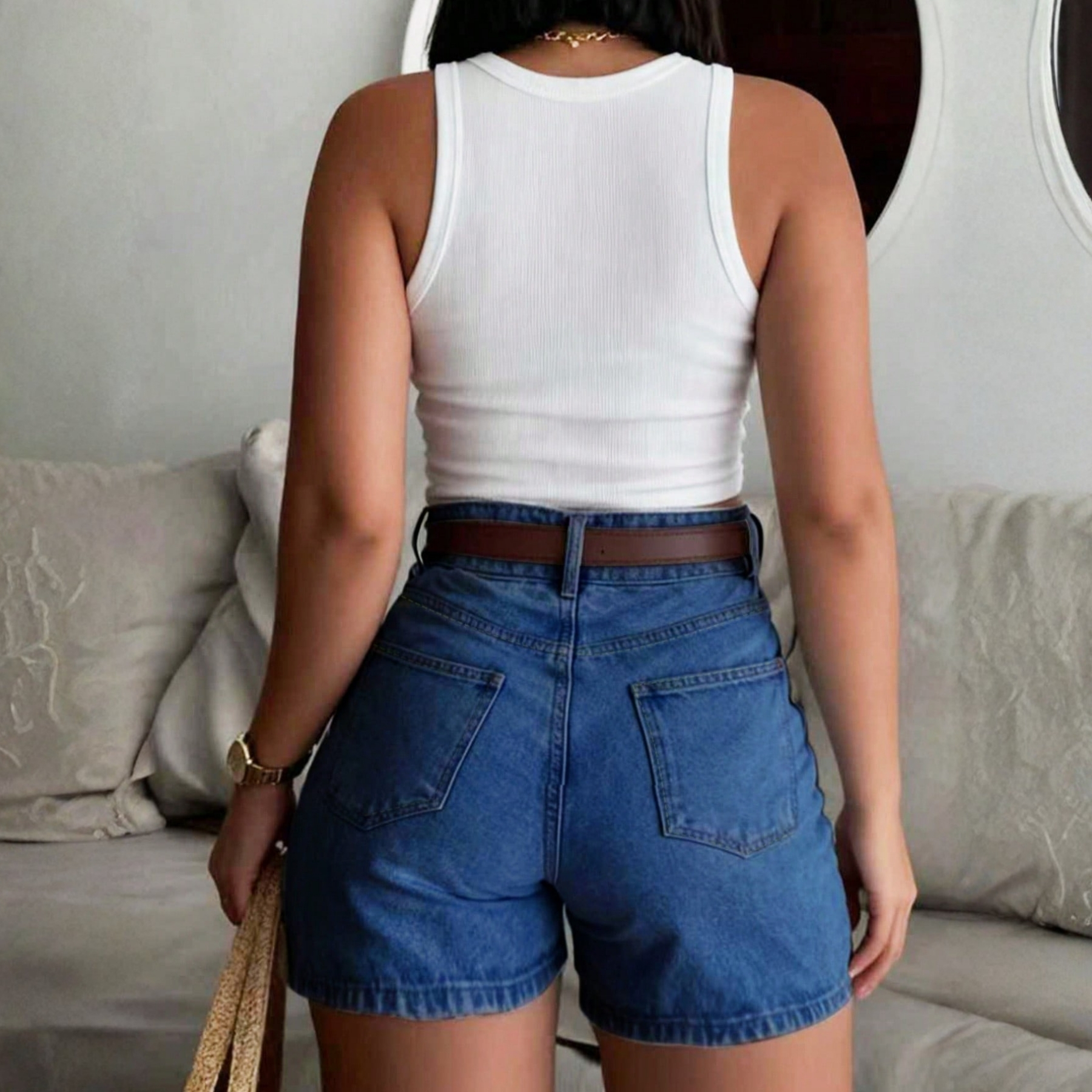 Casual Denim Shorts with Button Front Summer Everyday Style