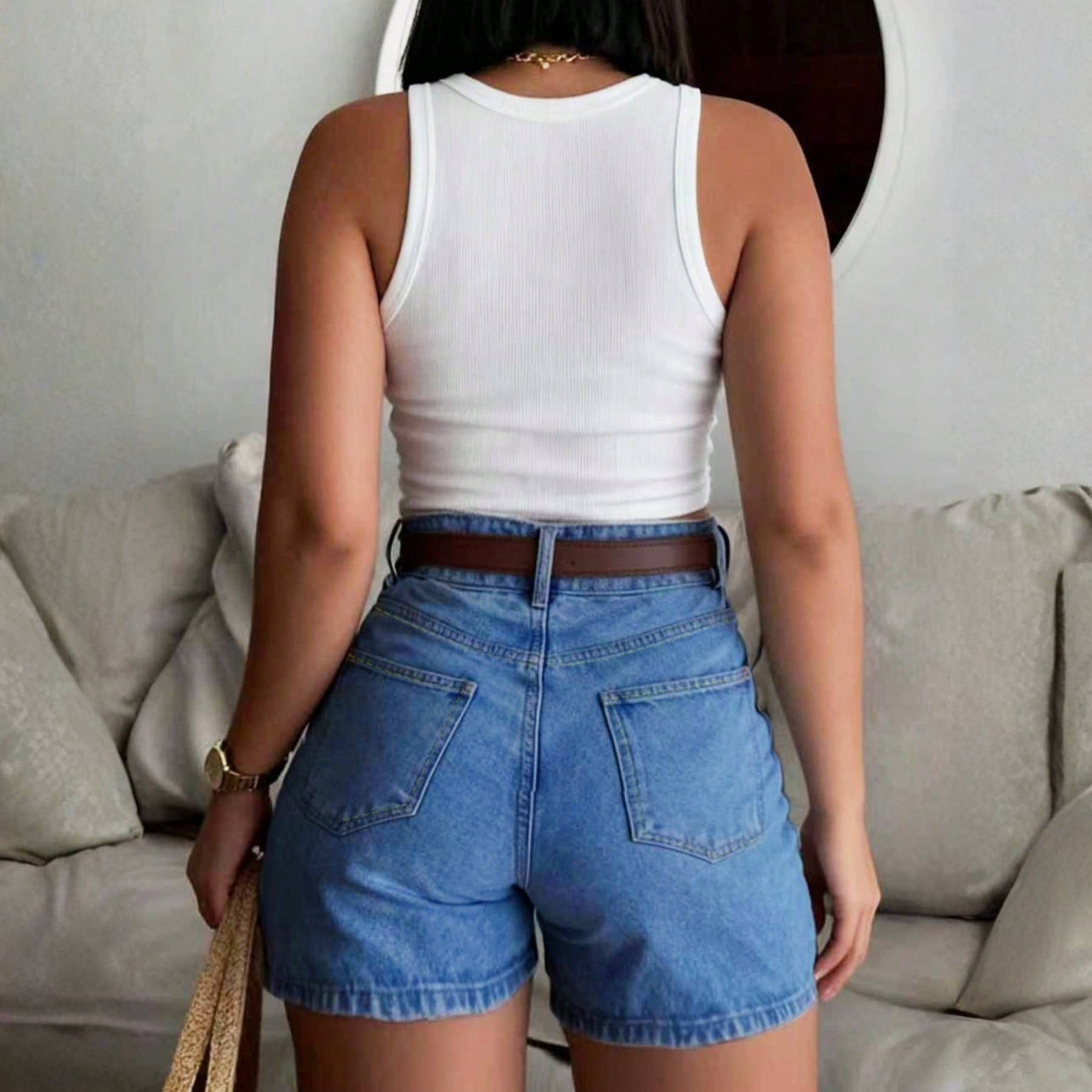 Casual Denim Shorts with Button Front Summer Everyday Style