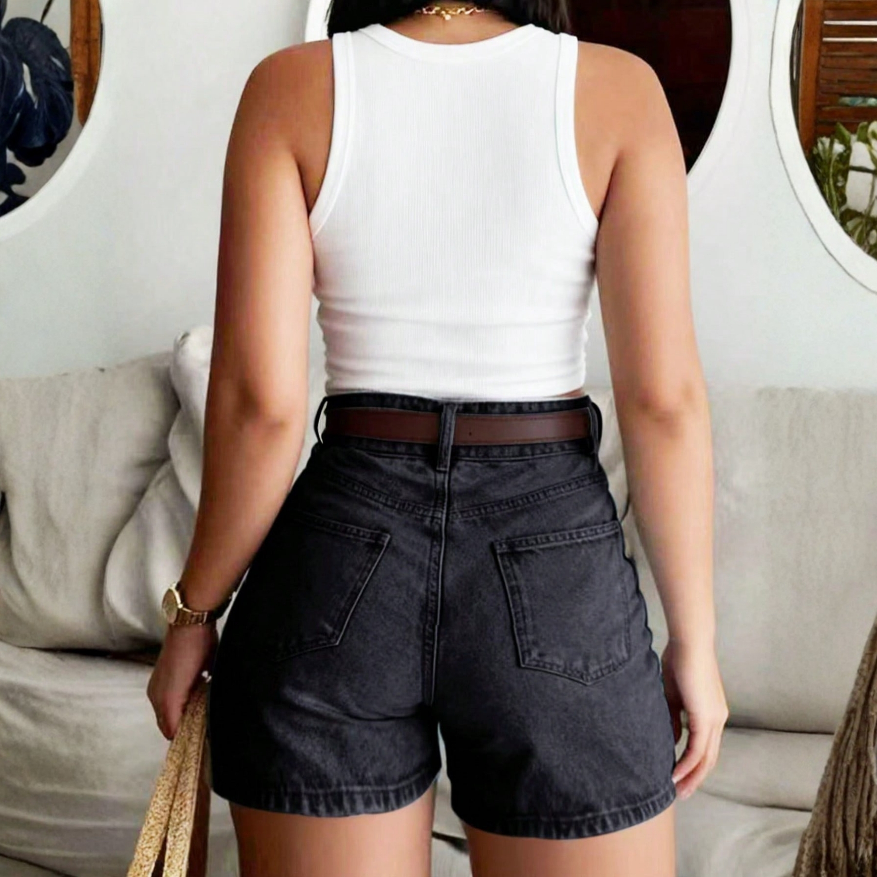 Casual Denim Shorts with Button Front Summer Everyday Style