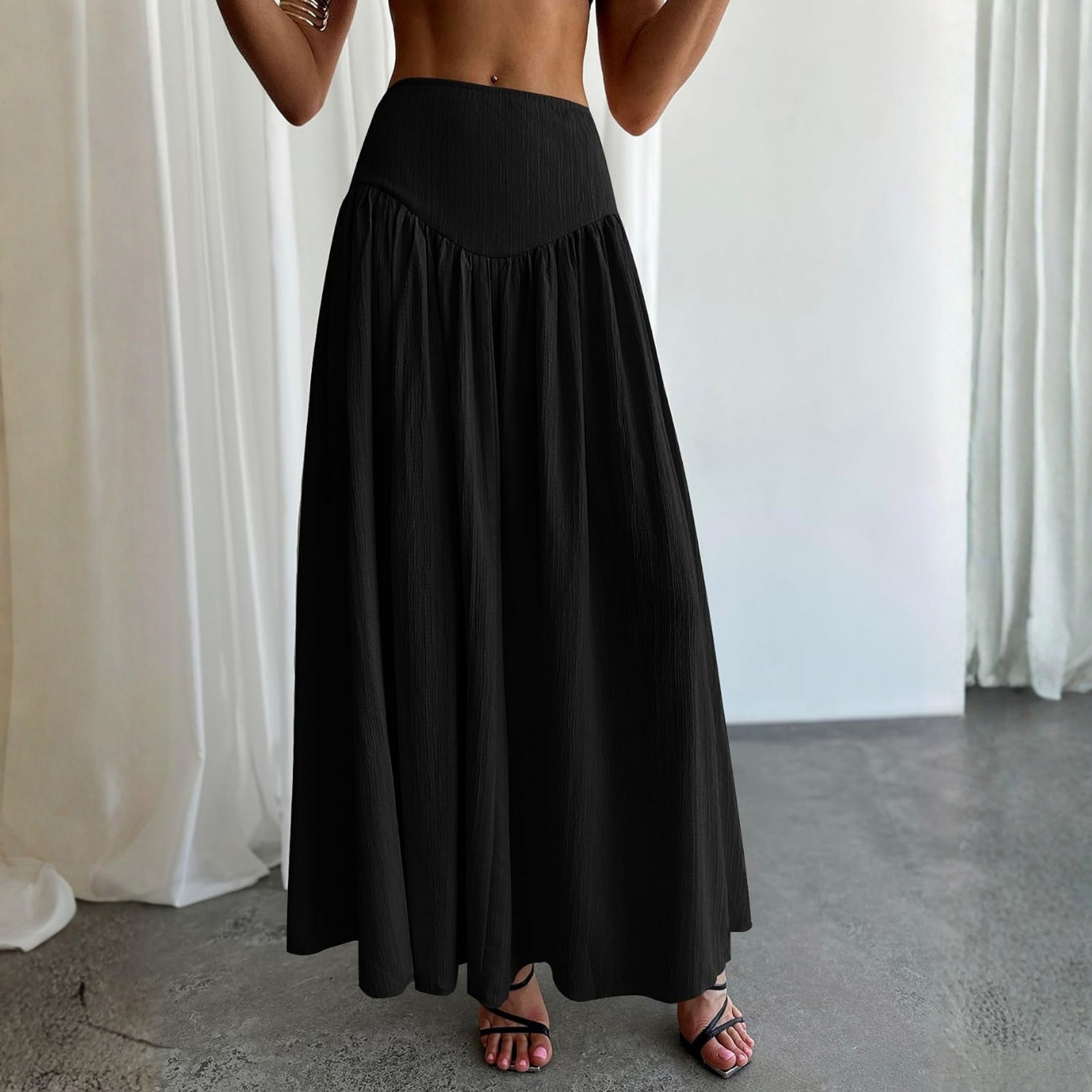 Casual Pleated Maxi Skirt For Women