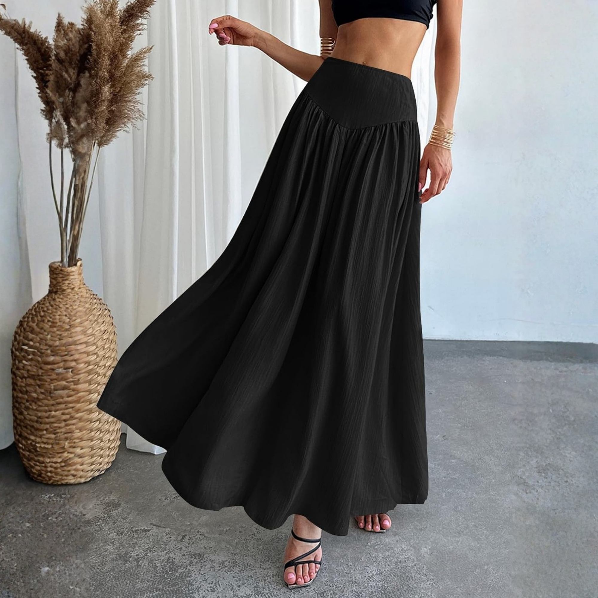 Casual Pleated Maxi Skirt For Women