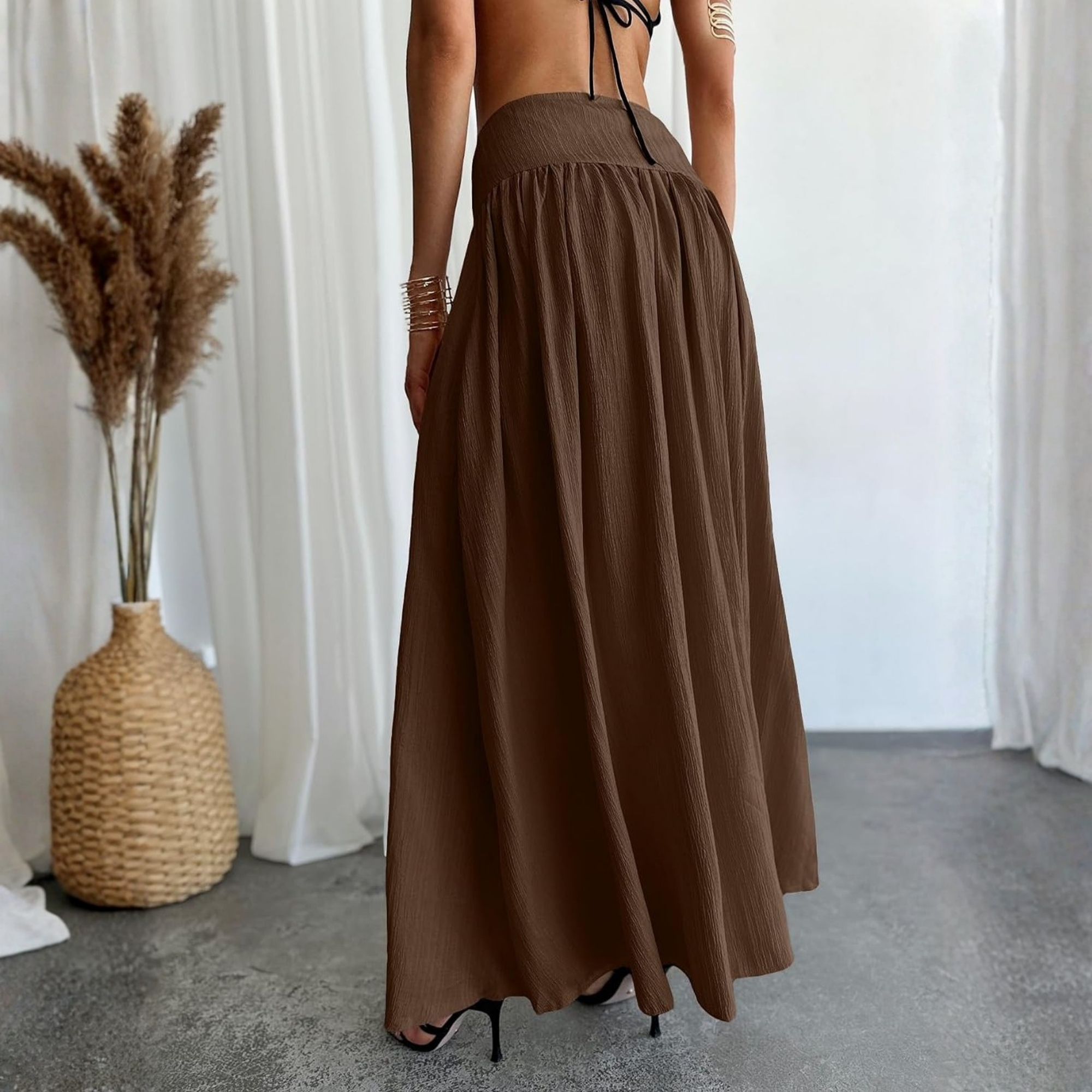 Casual Pleated Maxi Skirt For Women