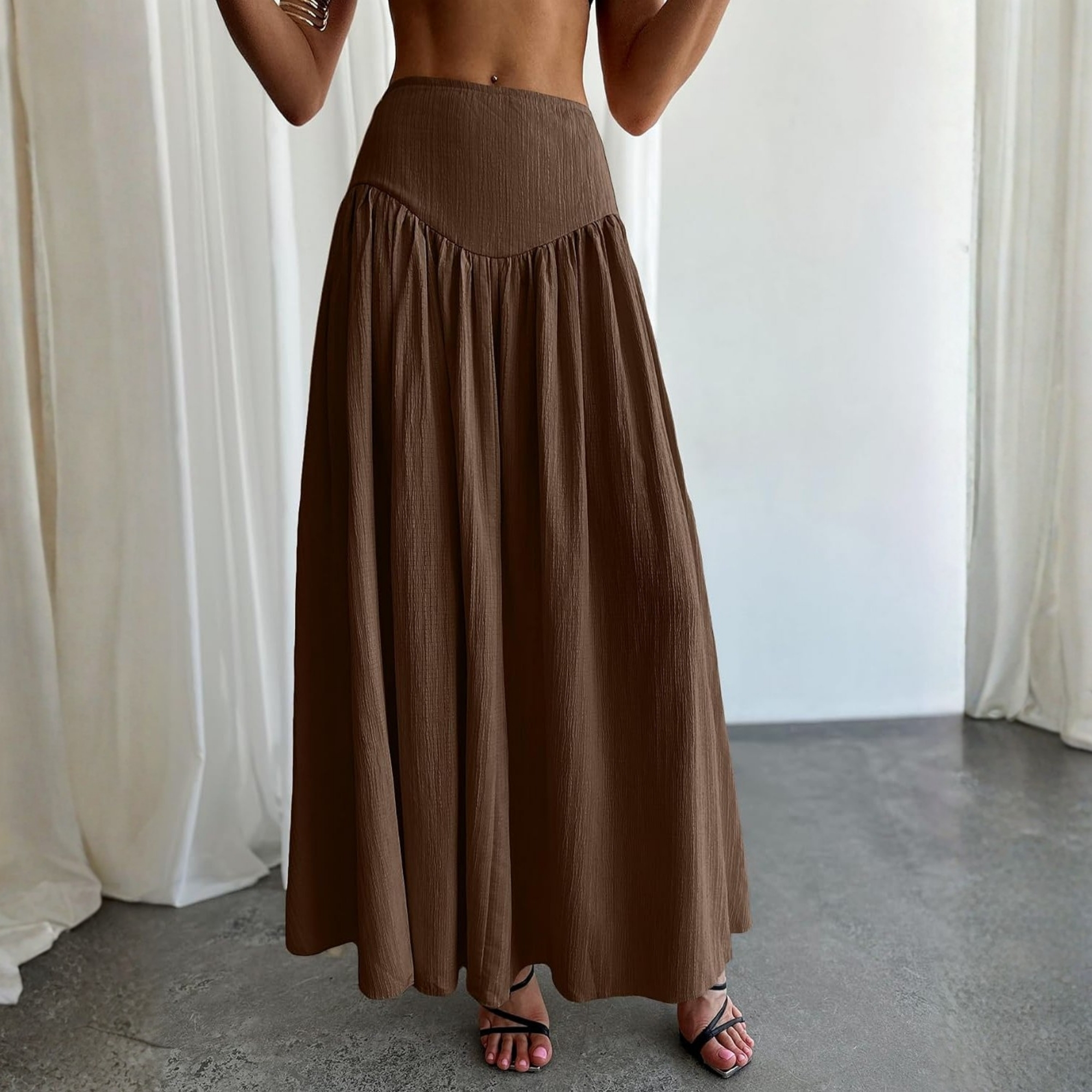 Casual Pleated Maxi Skirt For Women
