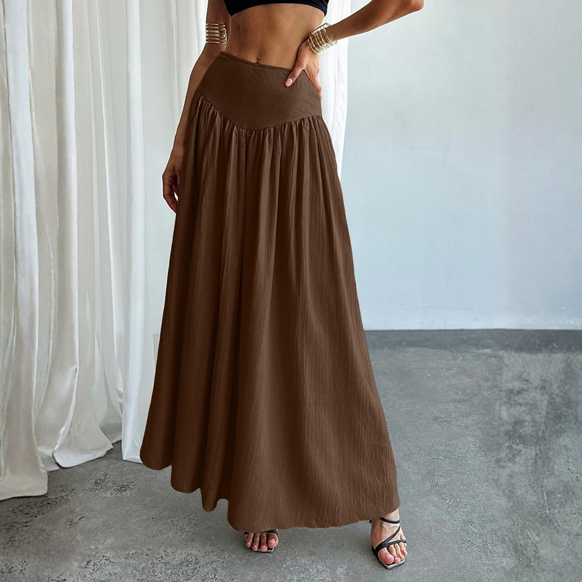 Casual Pleated Maxi Skirt For Women