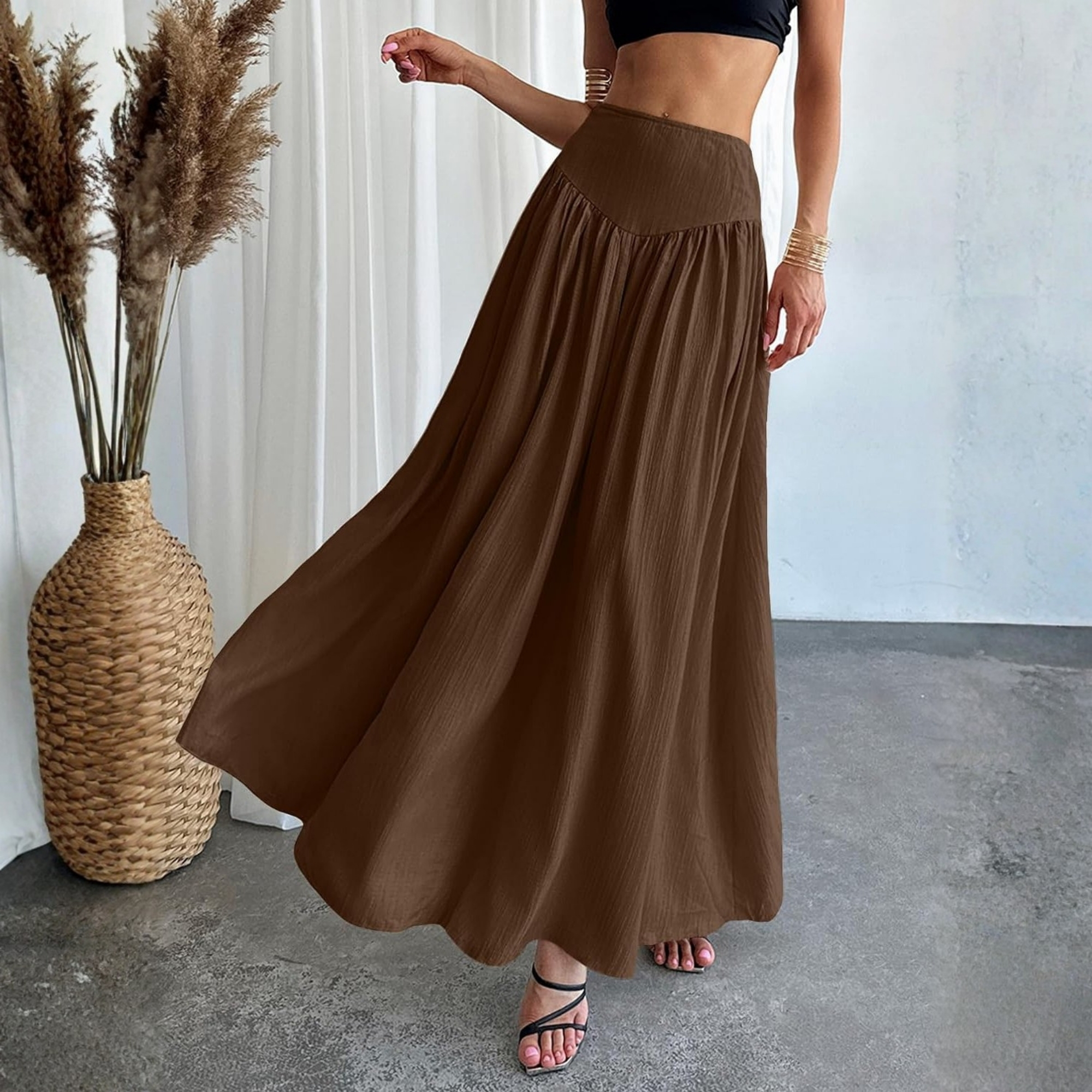 Casual Pleated Maxi Skirt For Women