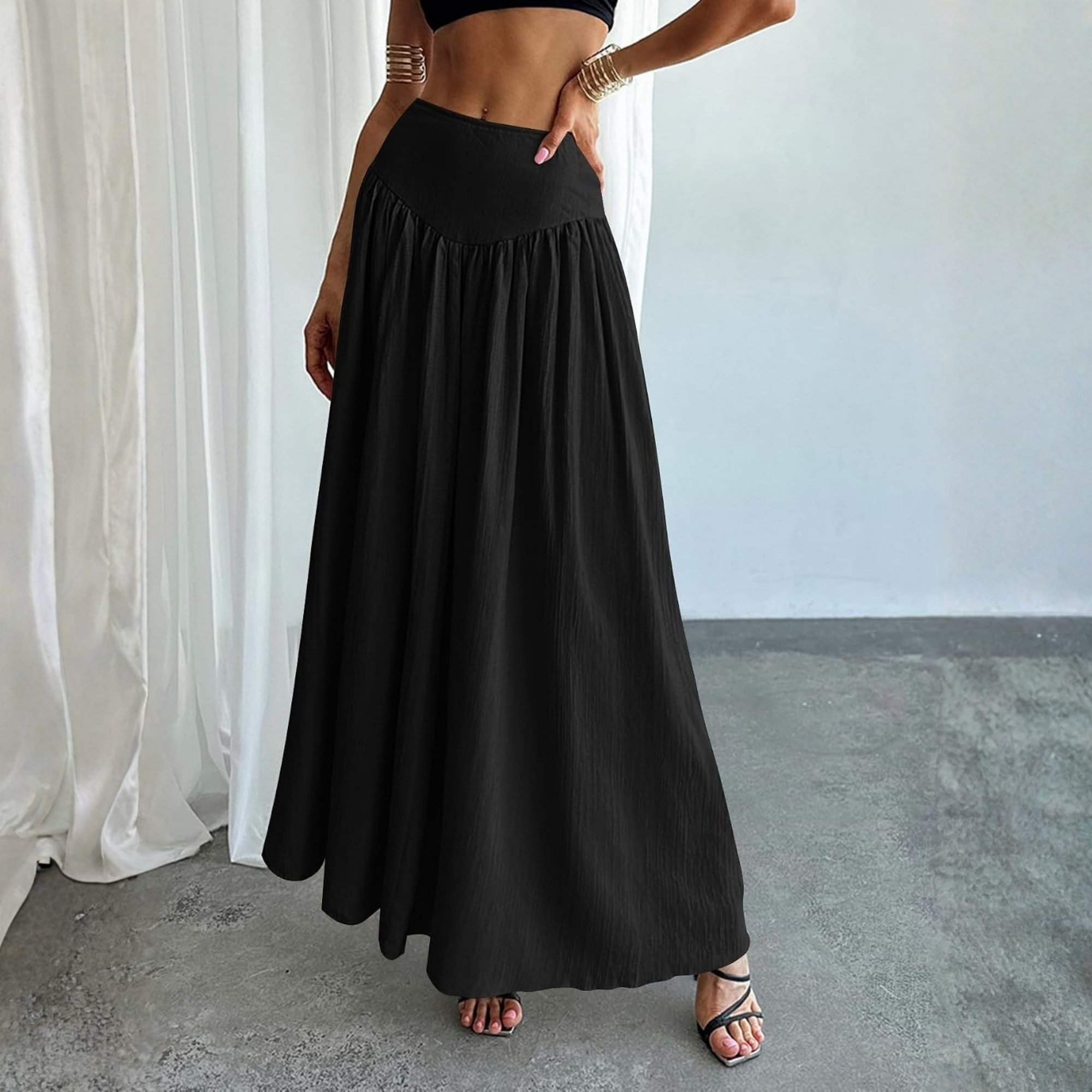 Casual Pleated Maxi Skirt For Women