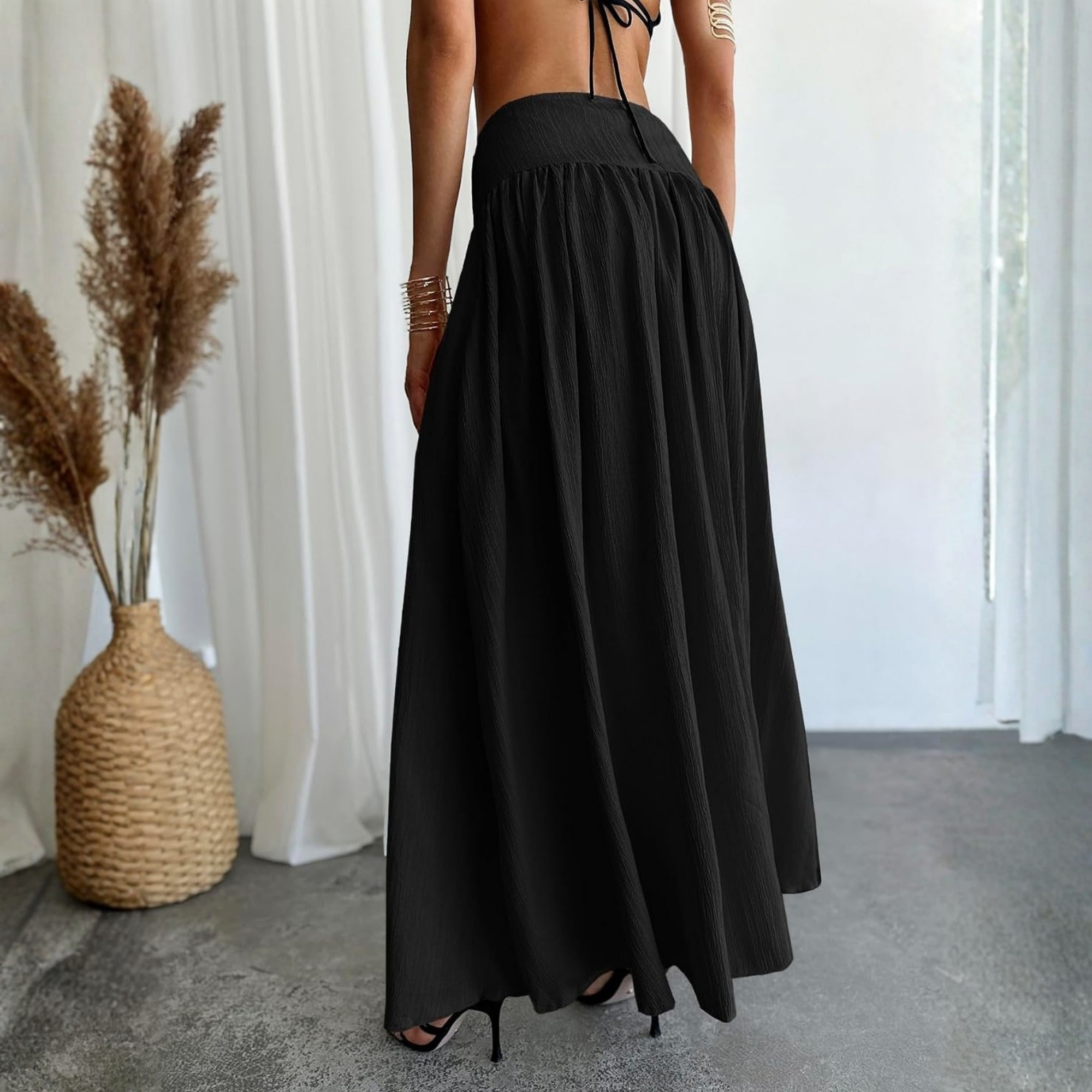 Casual Pleated Maxi Skirt For Women