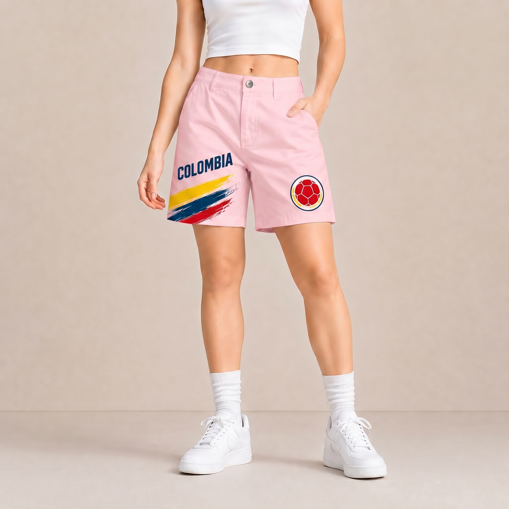 World Cup 2026 Colombia Football Fan Printed Twill Shorts