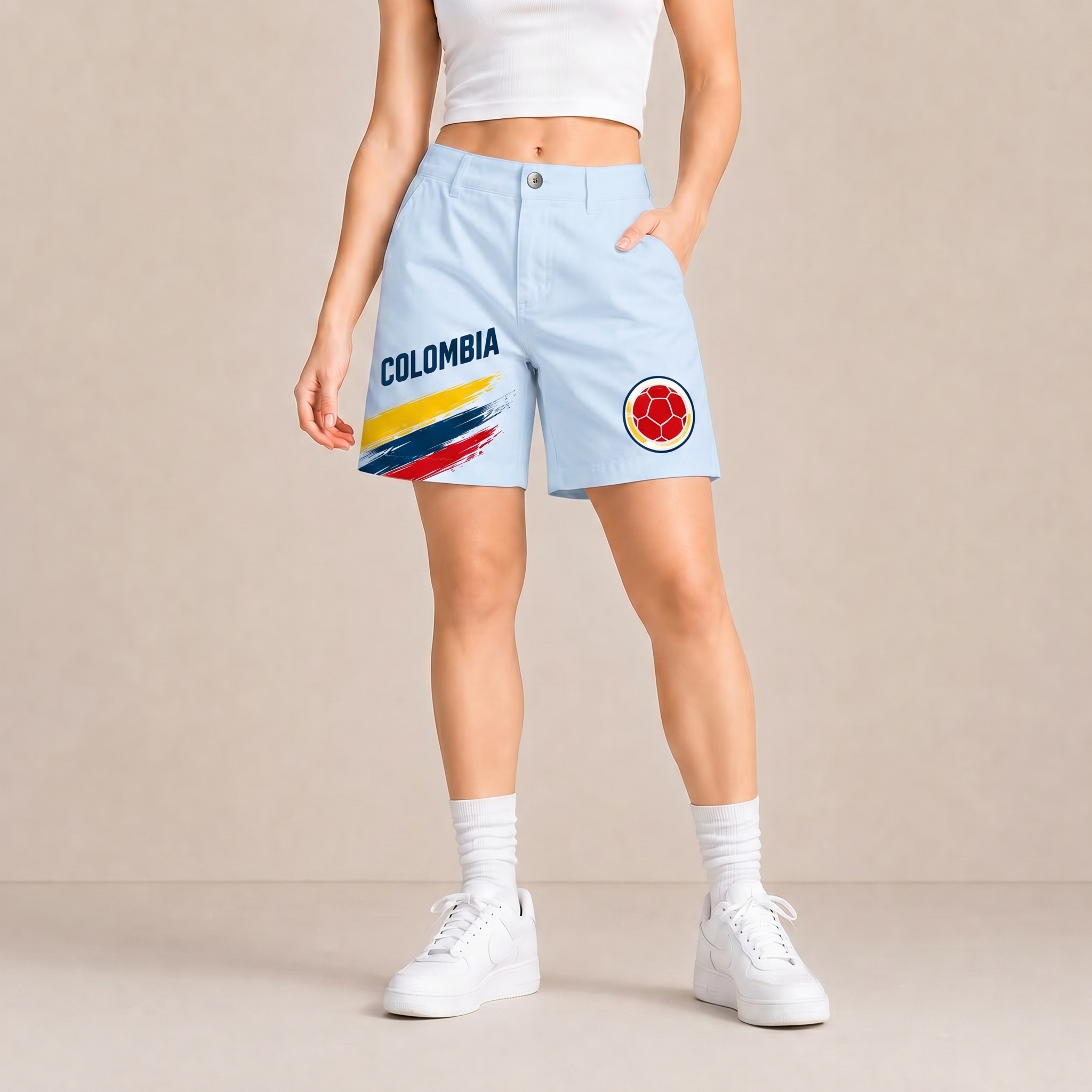 World Cup 2026 Colombia Football Fan Printed Twill Shorts