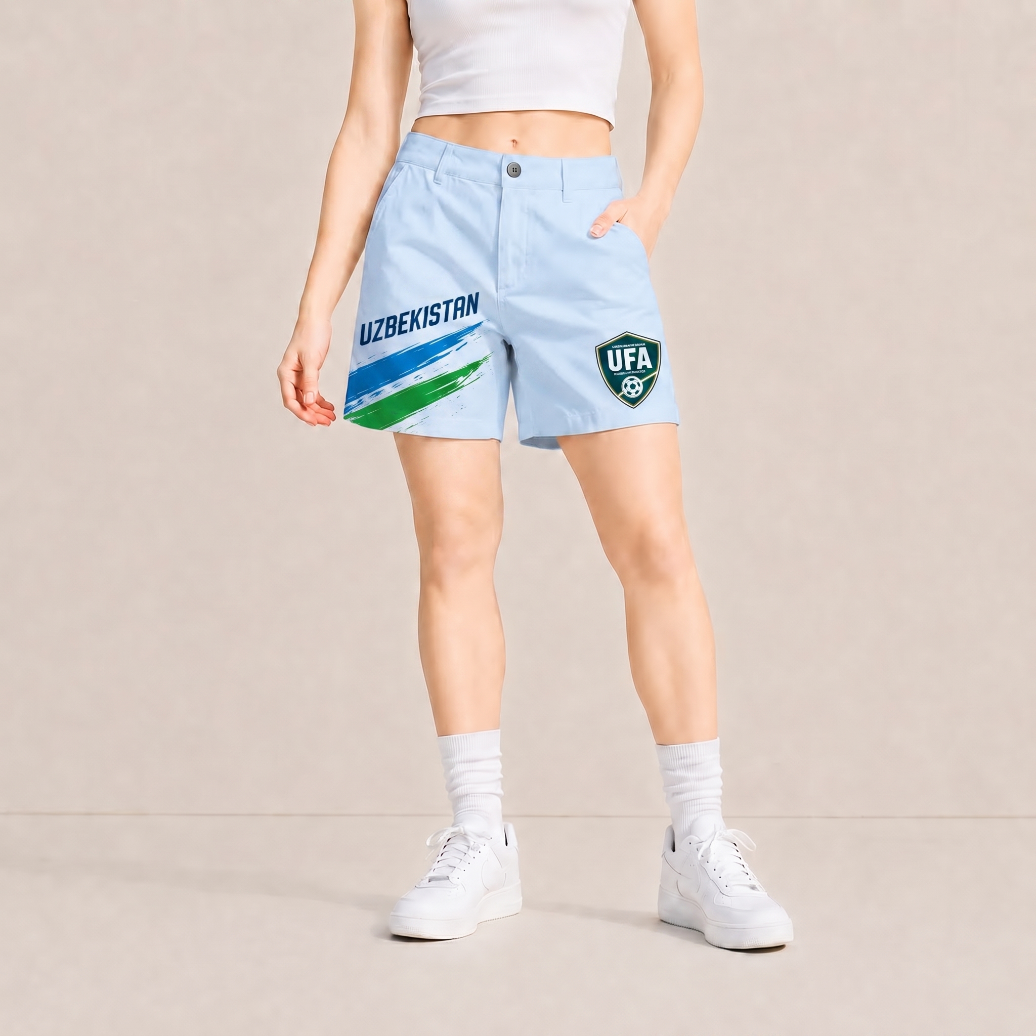 World Cup 2026 Uzbekistan Football Fan Printed Twill Shorts