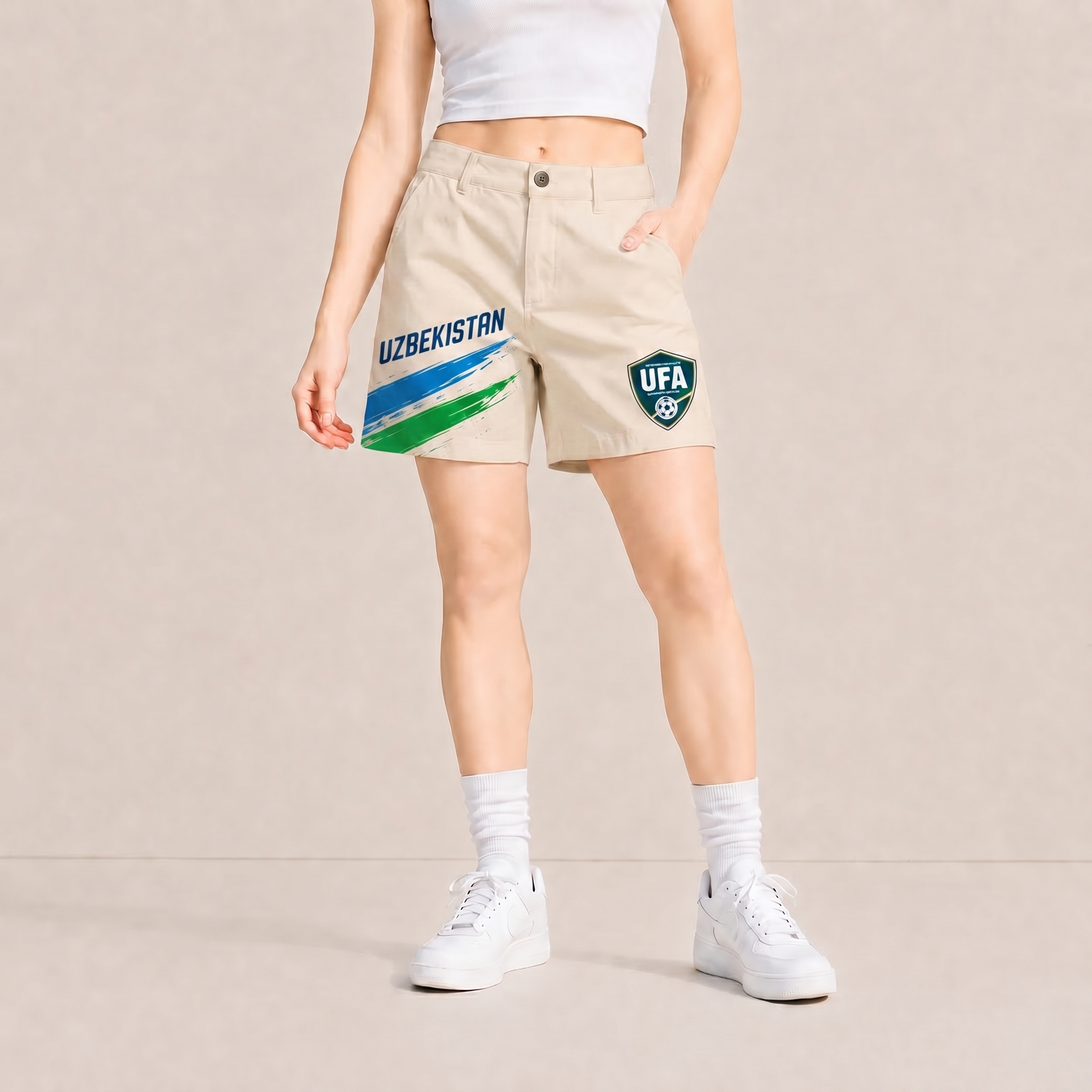 World Cup 2026 Uzbekistan Football Fan Printed Twill Shorts