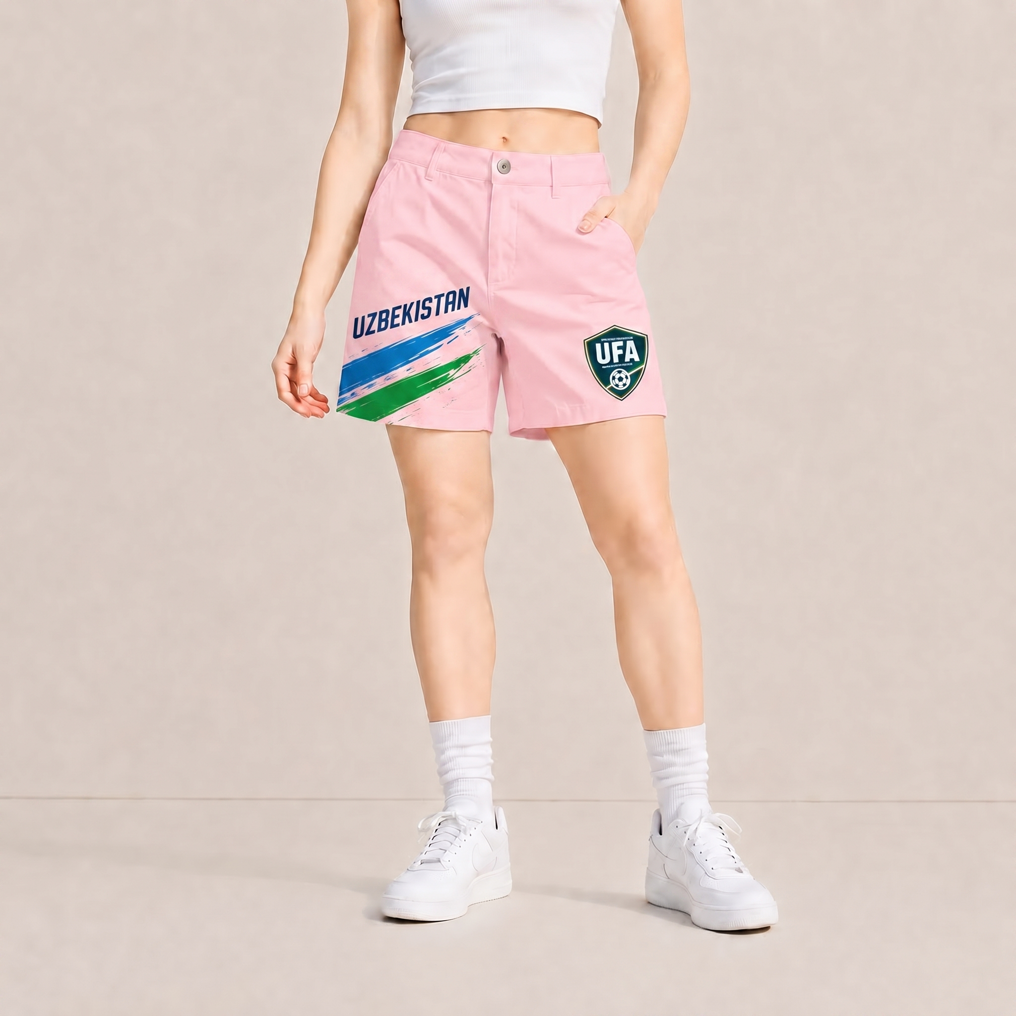 World Cup 2026 Uzbekistan Football Fan Printed Twill Shorts