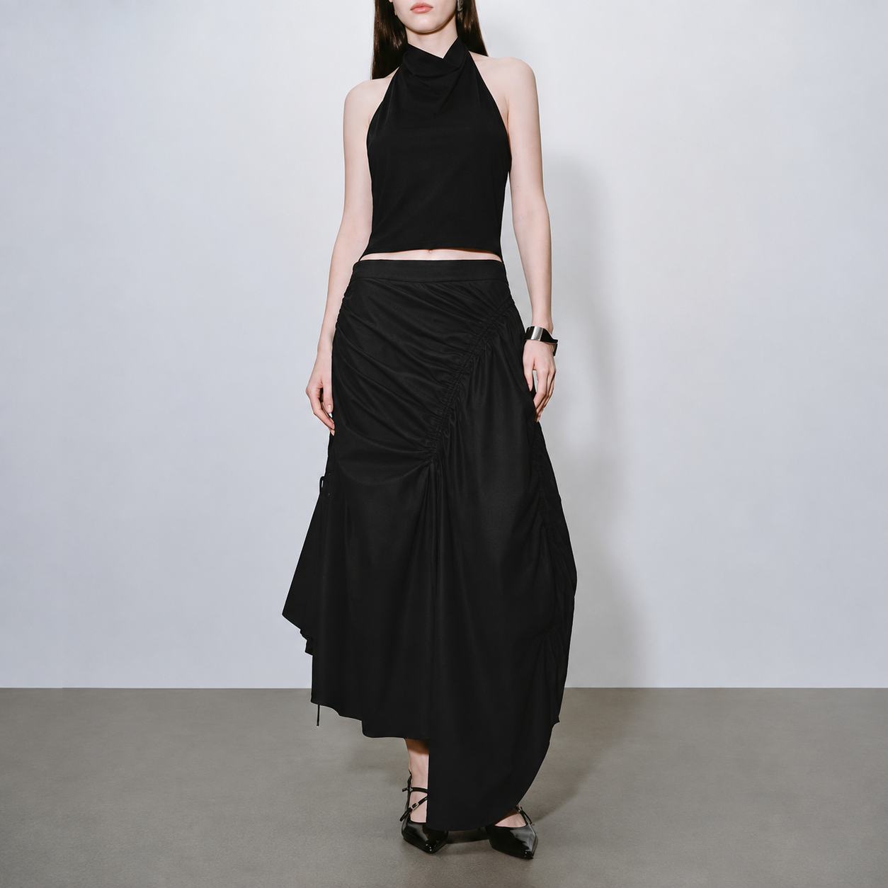 Mermaid Style Fitted Pleated Skirt With Zipper For Women