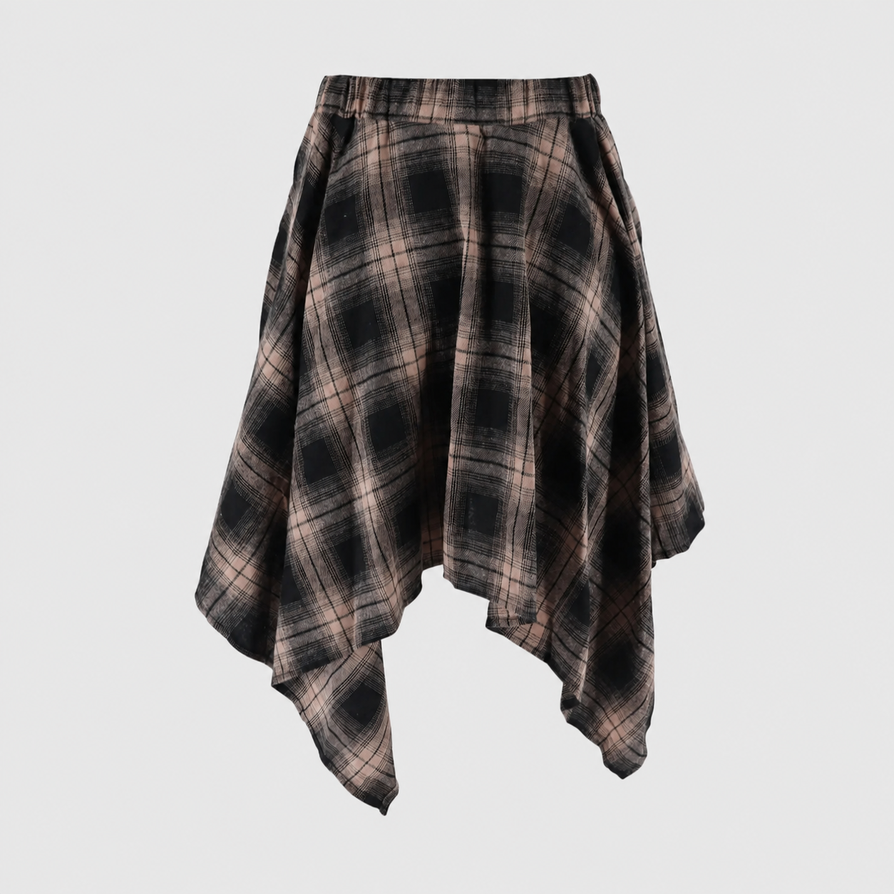 Casual Plaid Print Knot Front Asymmetrical Skirt For Women
