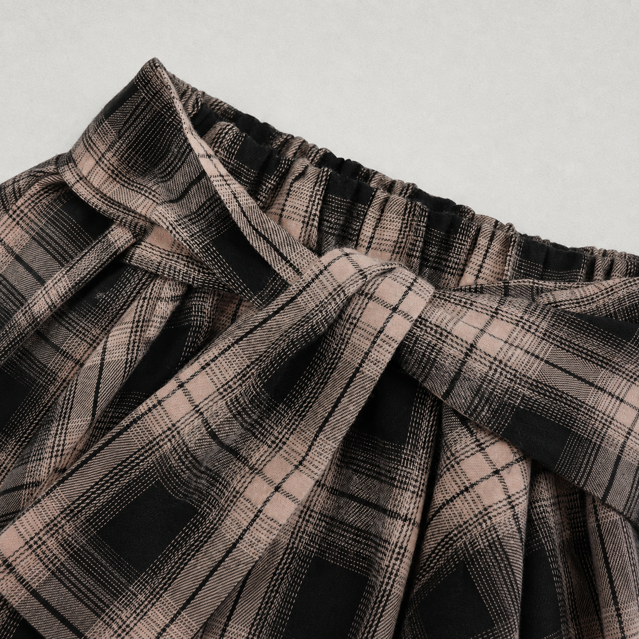 Casual Plaid Print Knot Front Asymmetrical Skirt For Women