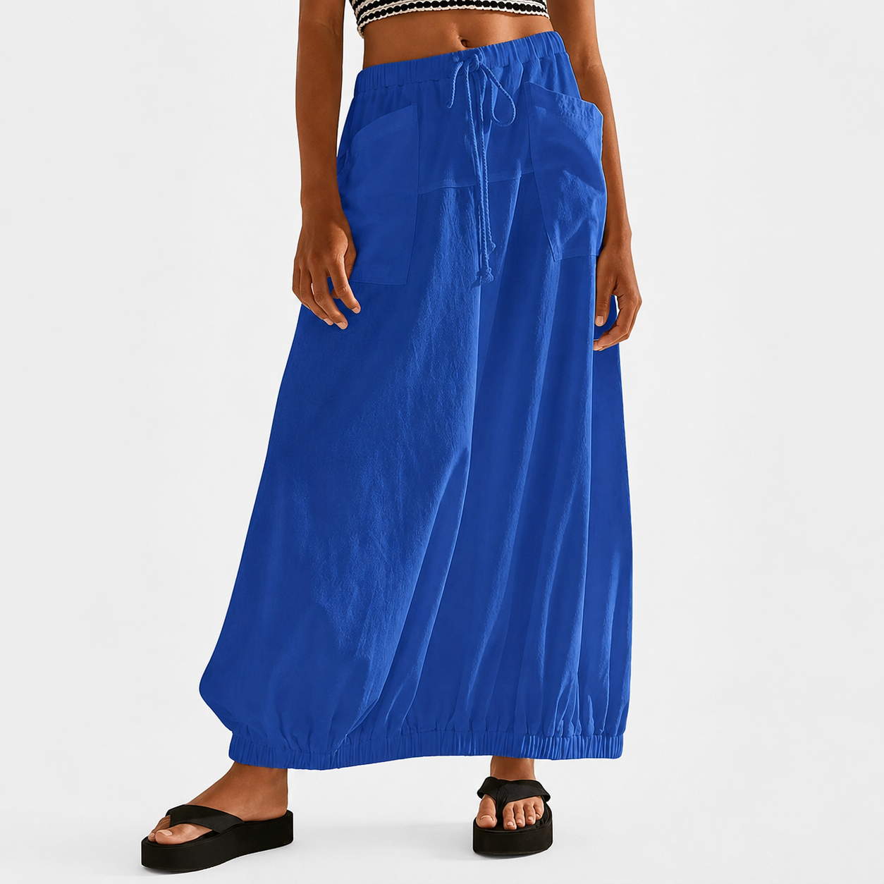 Casual Maxi Baggy Skirt With Pockets For Women