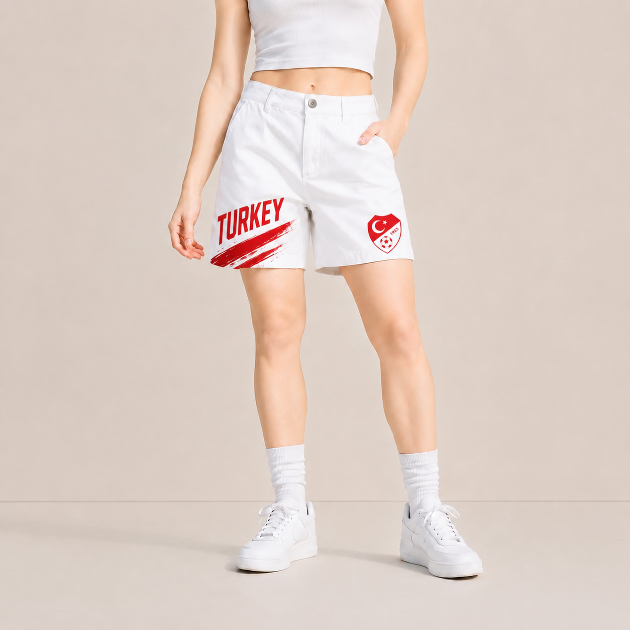 World Cup 2026 Turkey Football Fan Printed Twill Shorts