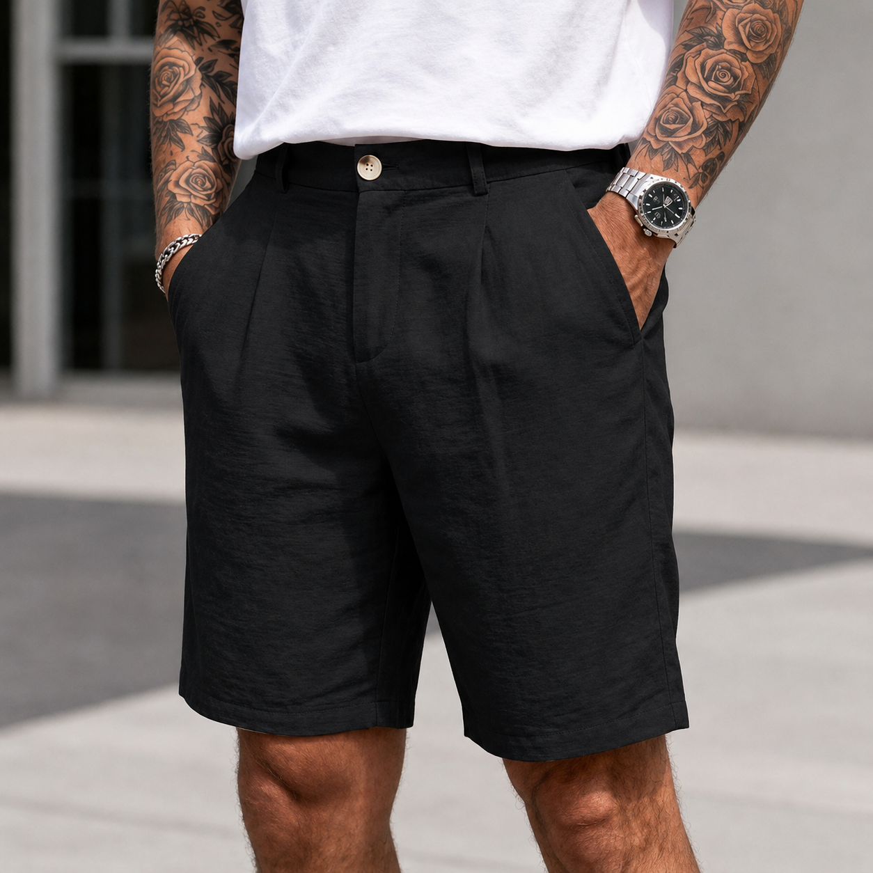 Casual Fit Asymmetric Shorts For Men