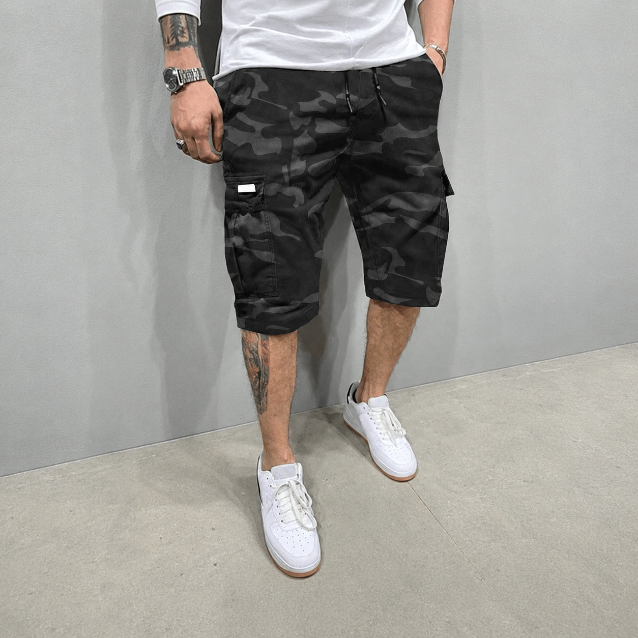 Casual Cargo Summer Printed Shorts With Drawstring For Men