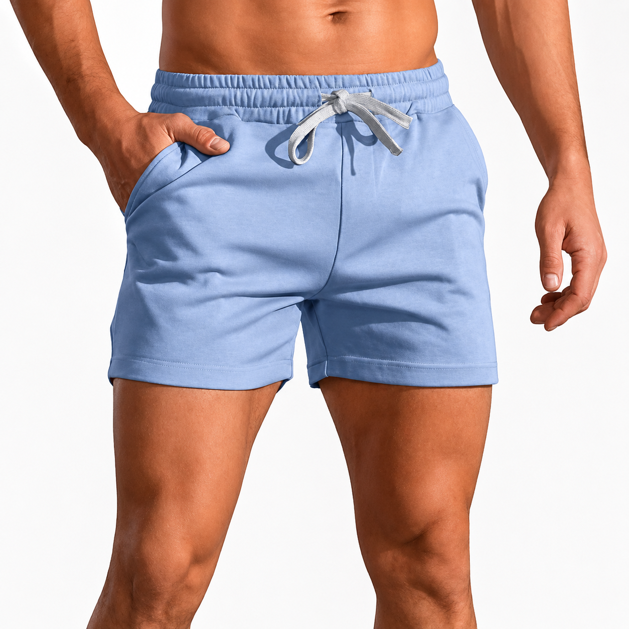 Summer Casual Drawstring Waist Shorts With Slanted Pockets For Men