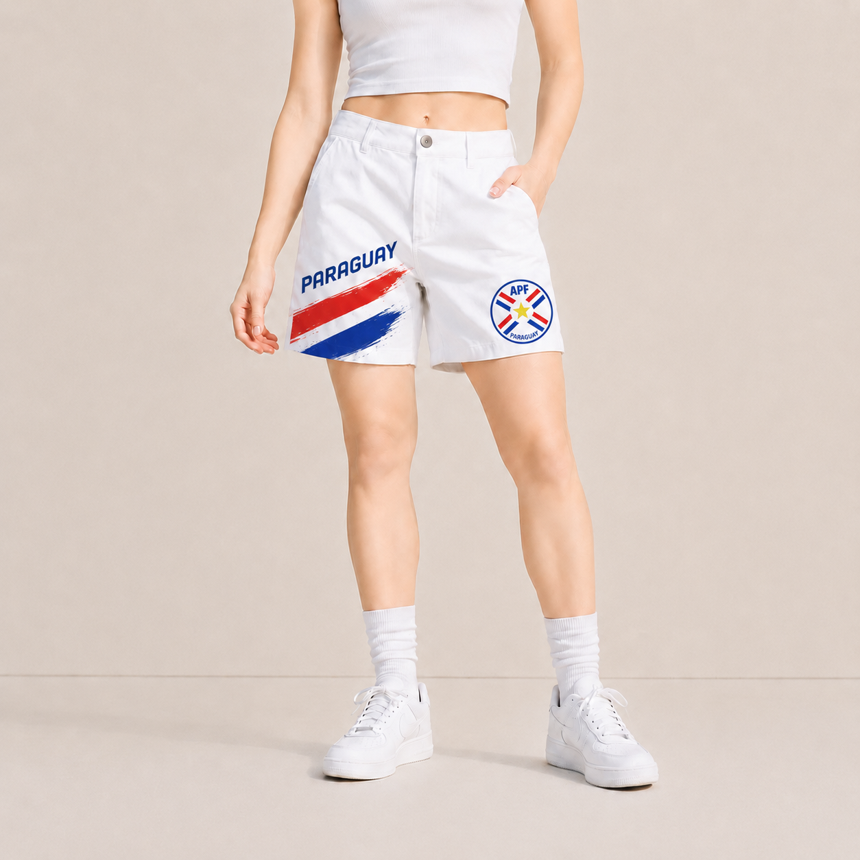 World Cup 2026 Paraguay Football Fan Printed Twill Shorts