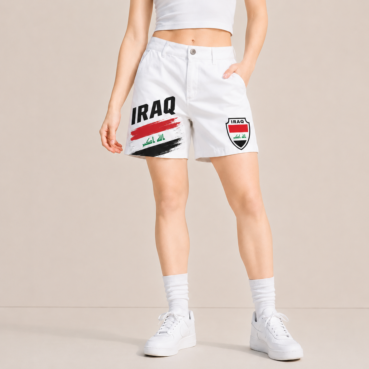 World Cup 2026 Iraq Football Fan Printed Twill Shorts