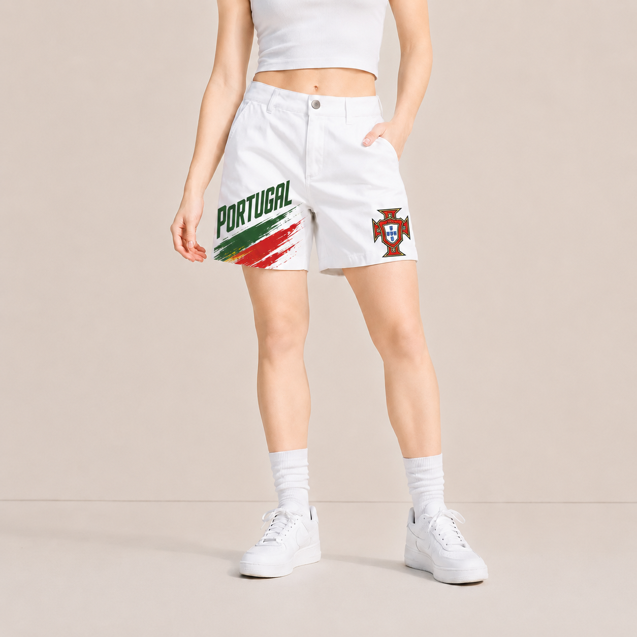 World Cup 2026 Portugal Football Fan Printed Twill Shorts