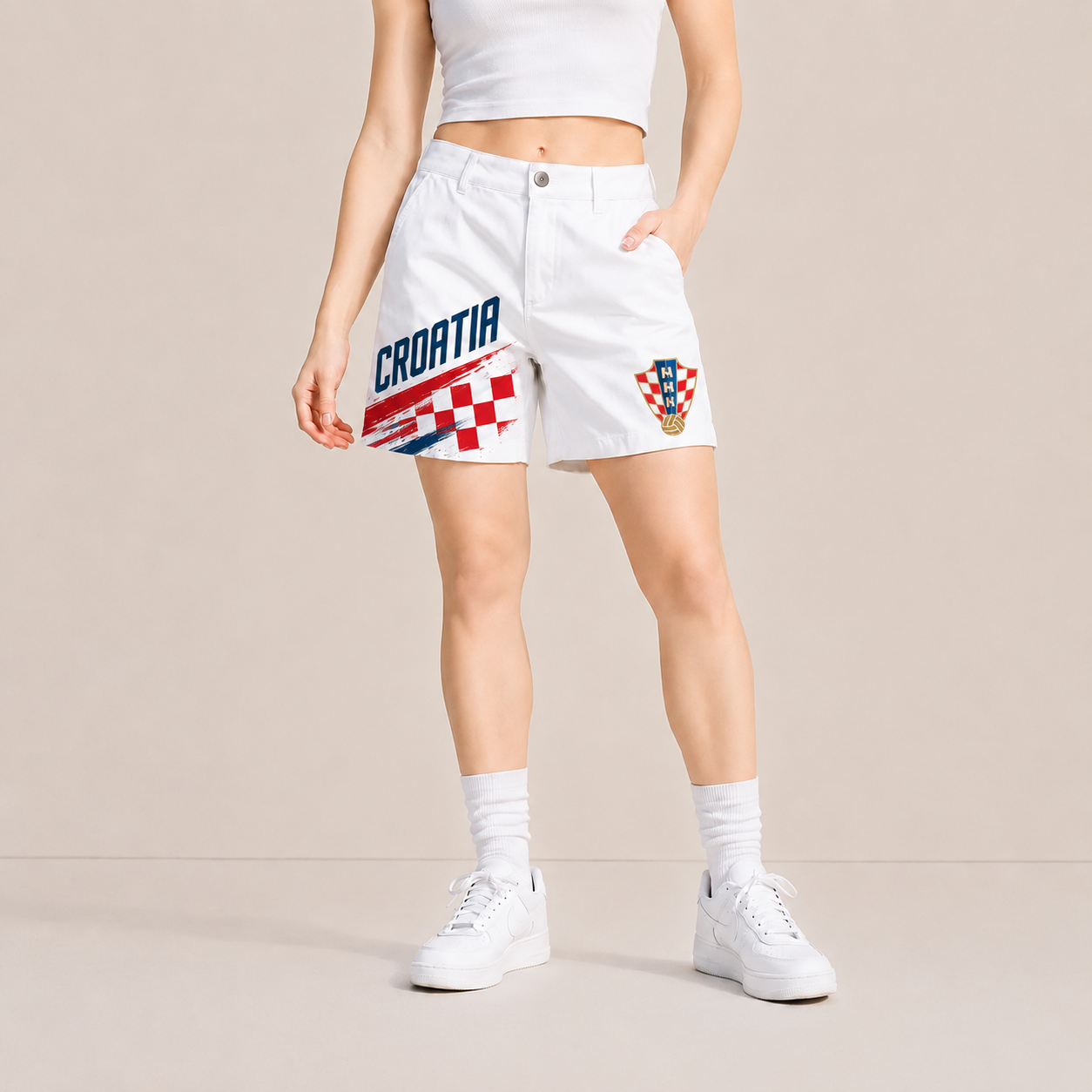 World Cup 2026 Croatia Football Fan Printed Twill Shorts