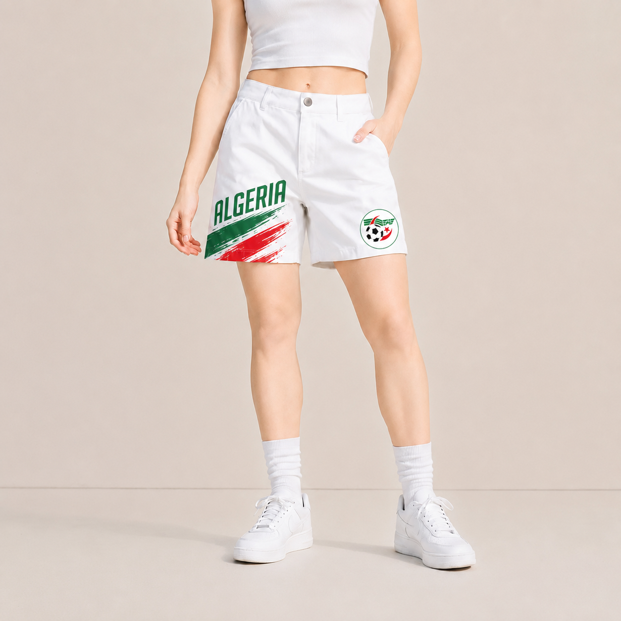 World Cup 2026 Algeria Football Fan Printed Twill Shorts