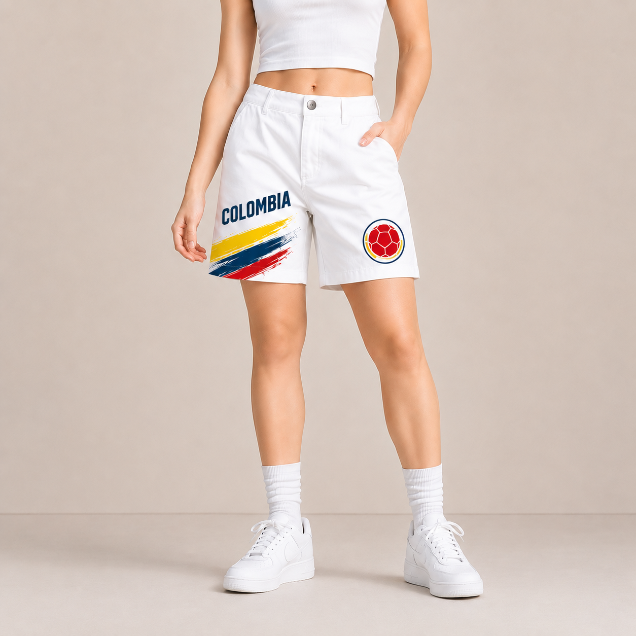 World Cup 2026 Colombia Football Fan Printed Twill Shorts