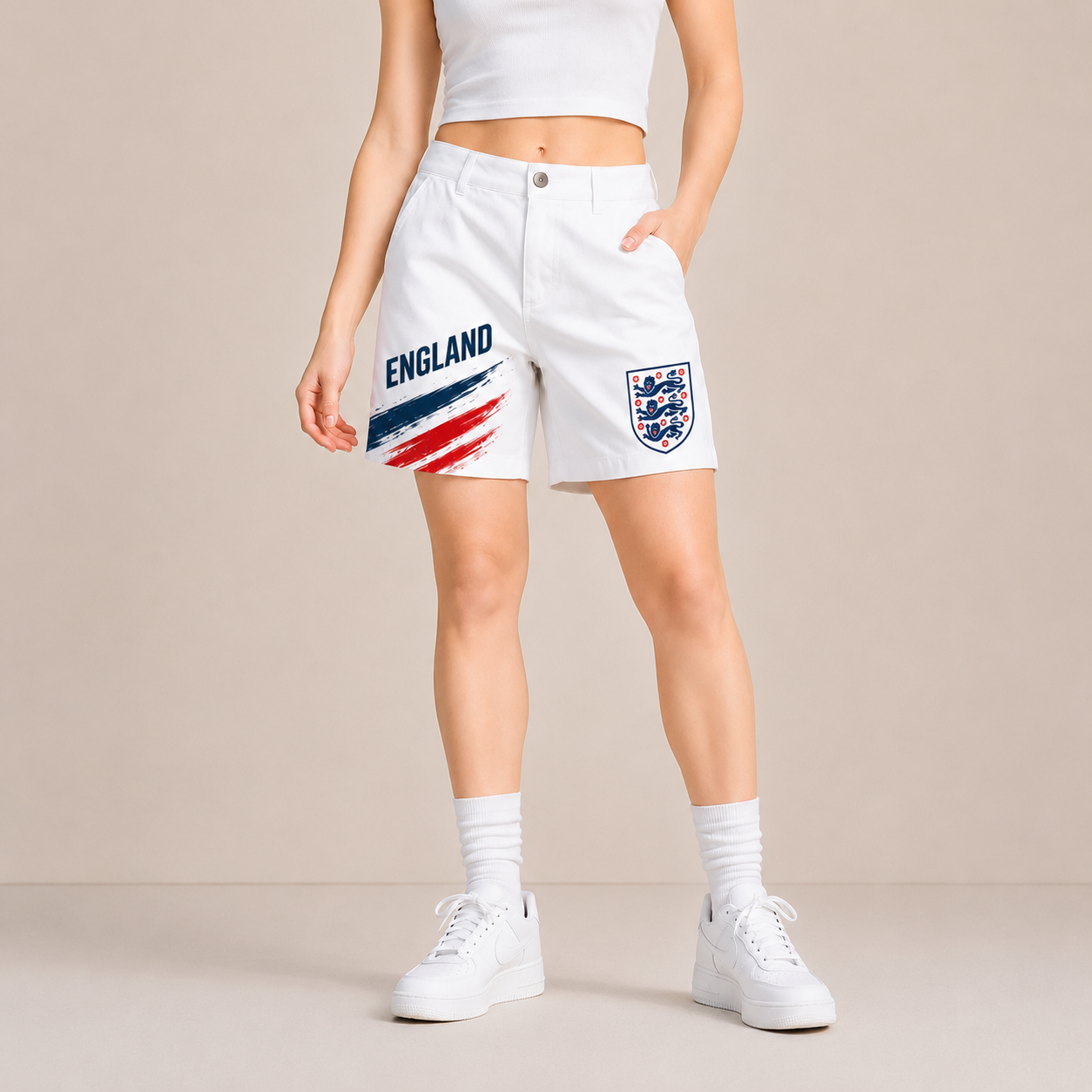 World Cup 2026 England Football Fan Printed Twill Shorts