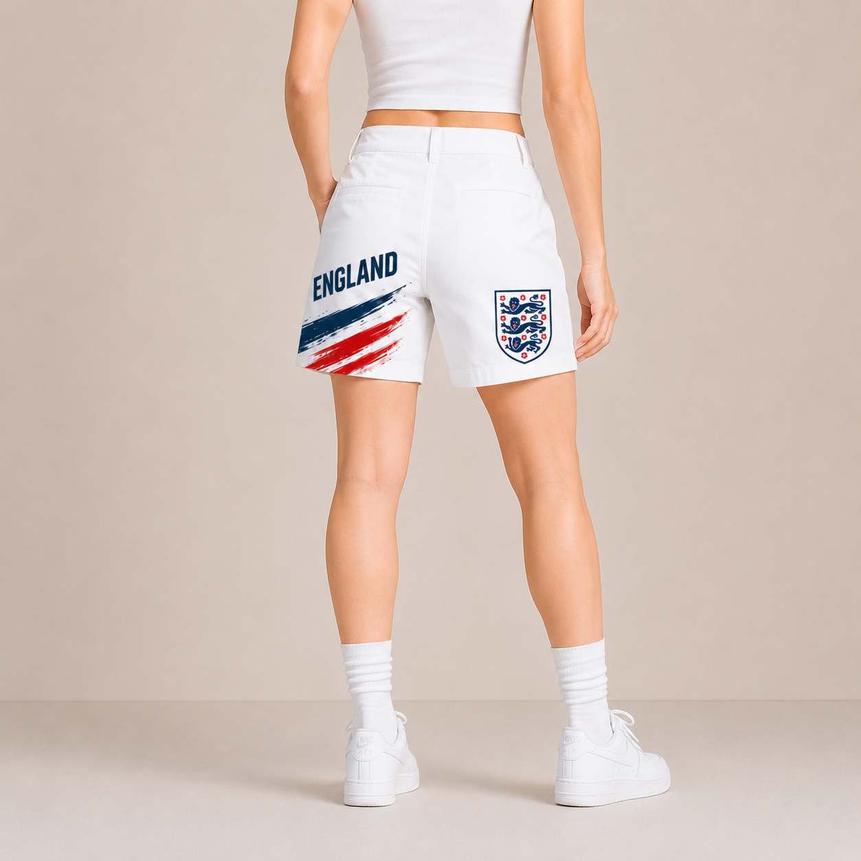 World Cup 2026 England Football Fan Printed Twill Shorts