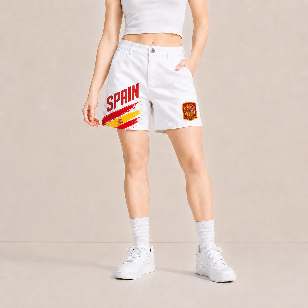 World Cup 2026 Spain Football Fan Printed Twill Shorts