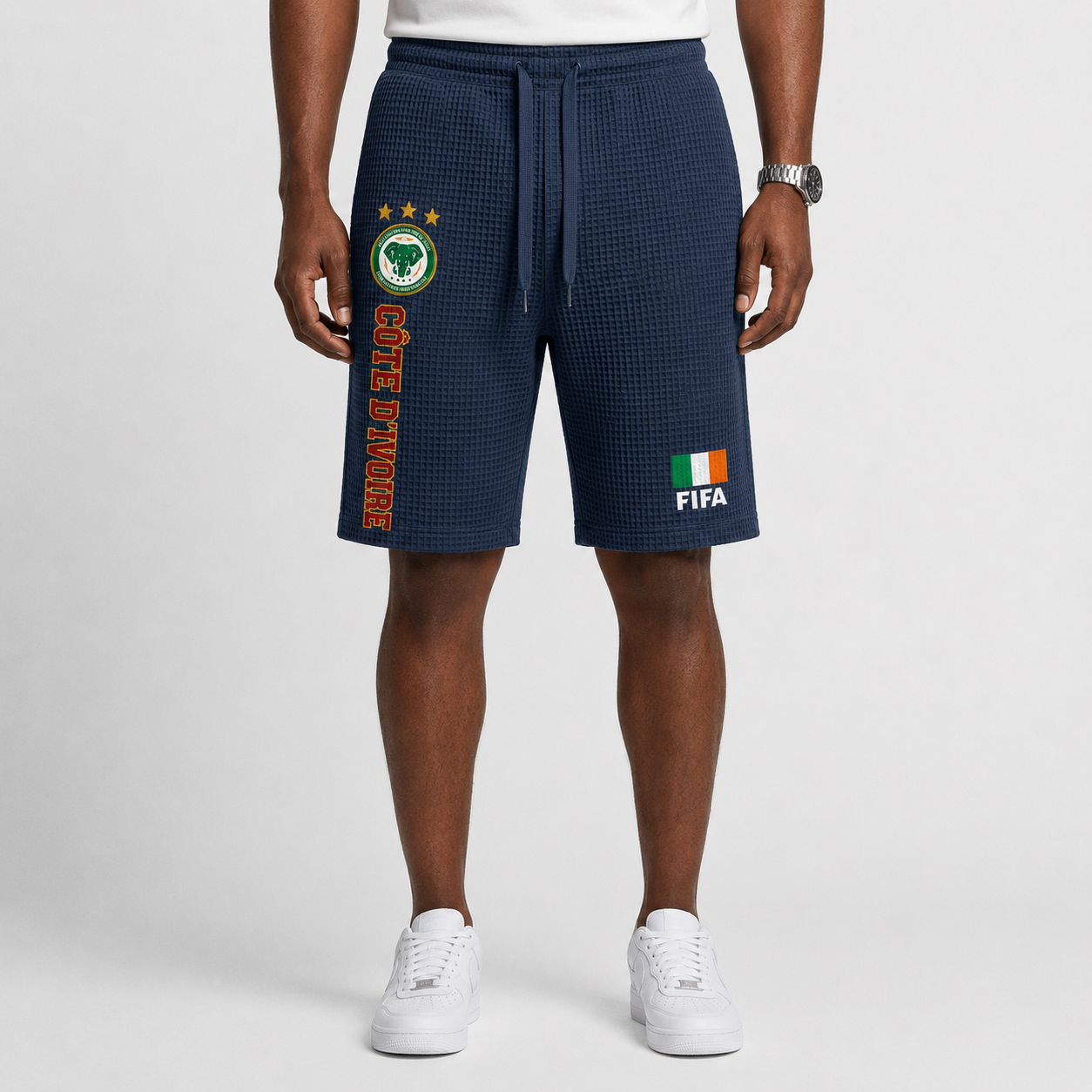FIFA 2026 Côte d'Ivoire Printed Waffle Football Fan Shorts
