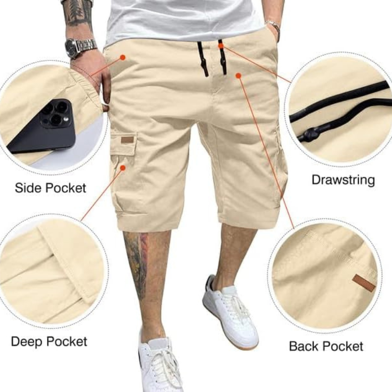 Classic Casual Drawstring Design Cargo Shorts