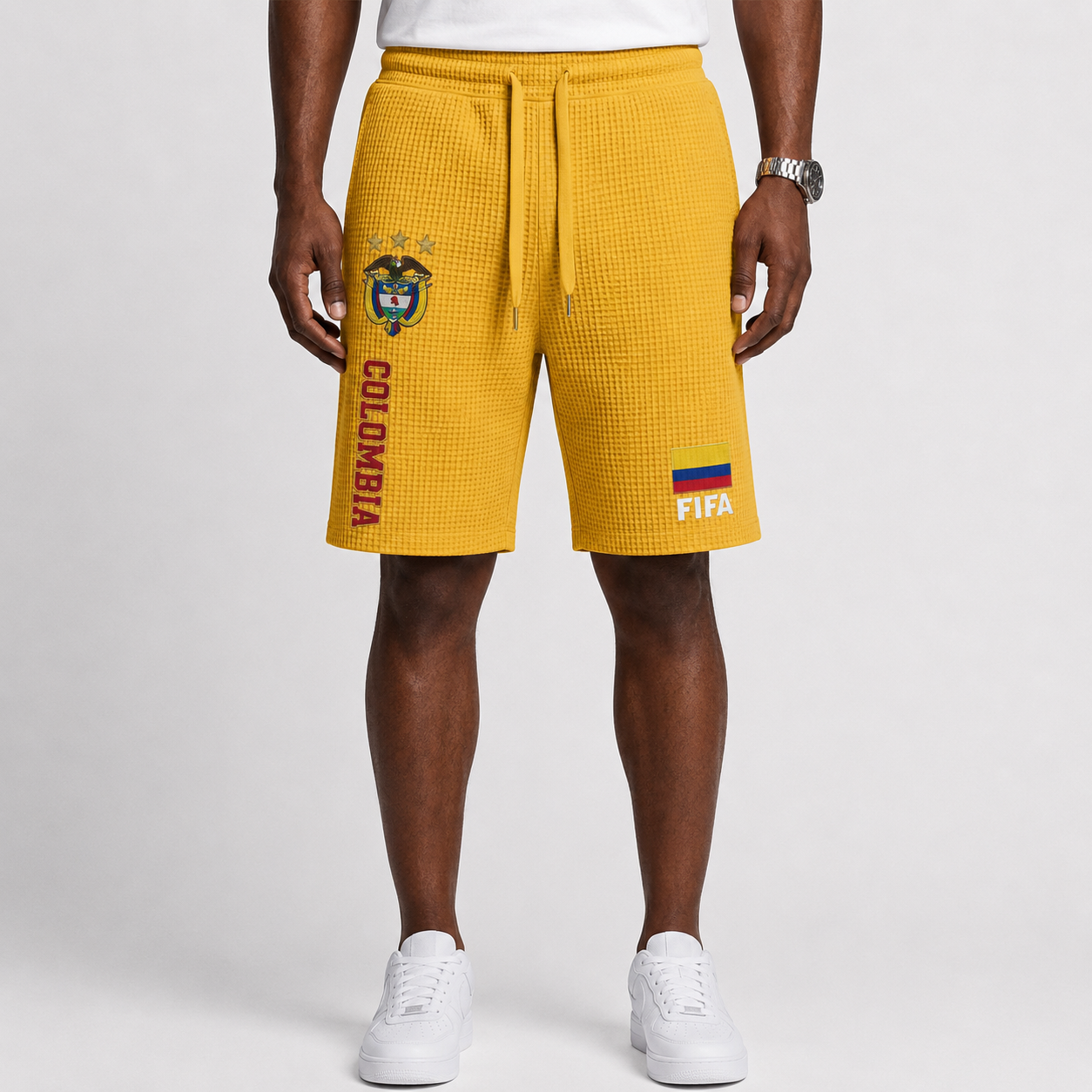 FIFA 2026 Colombia Printed Waffle Football Fan Shorts