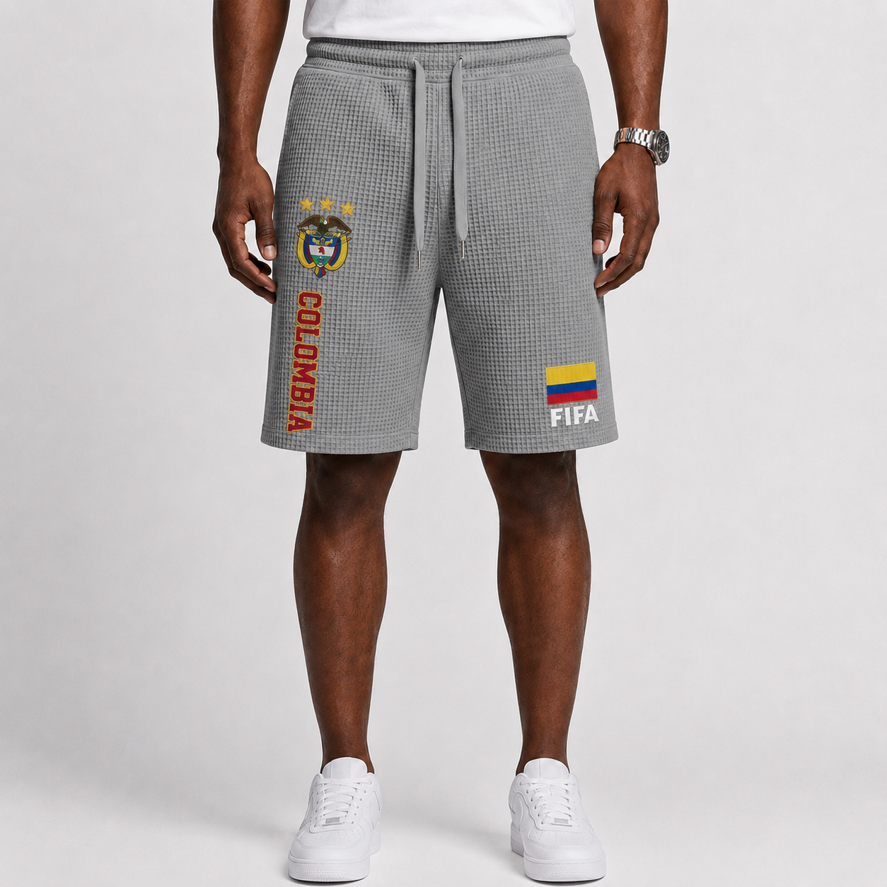 FIFA 2026 Colombia Printed Waffle Football Fan Shorts