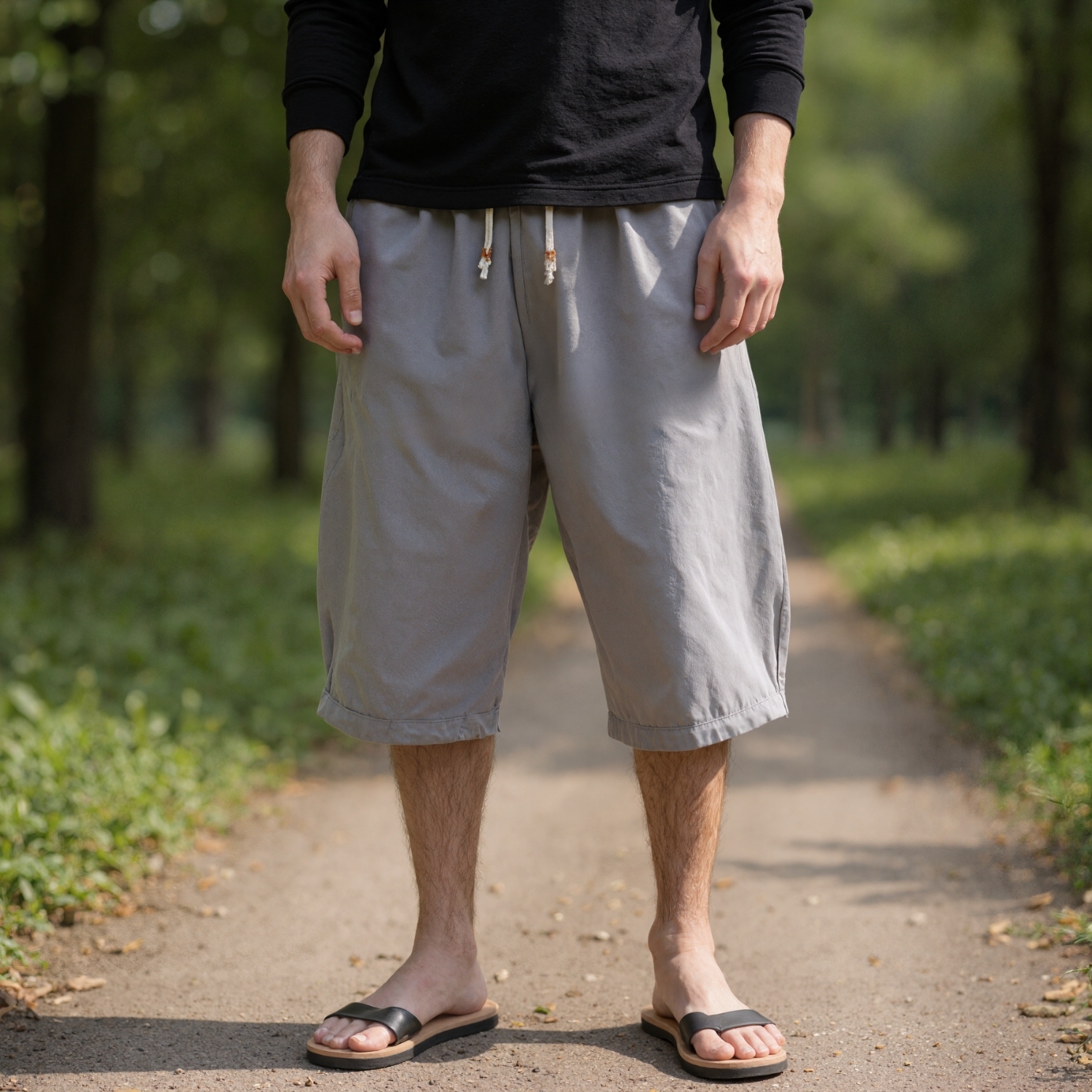 Cotton Linen Drawstring Casual Shorts