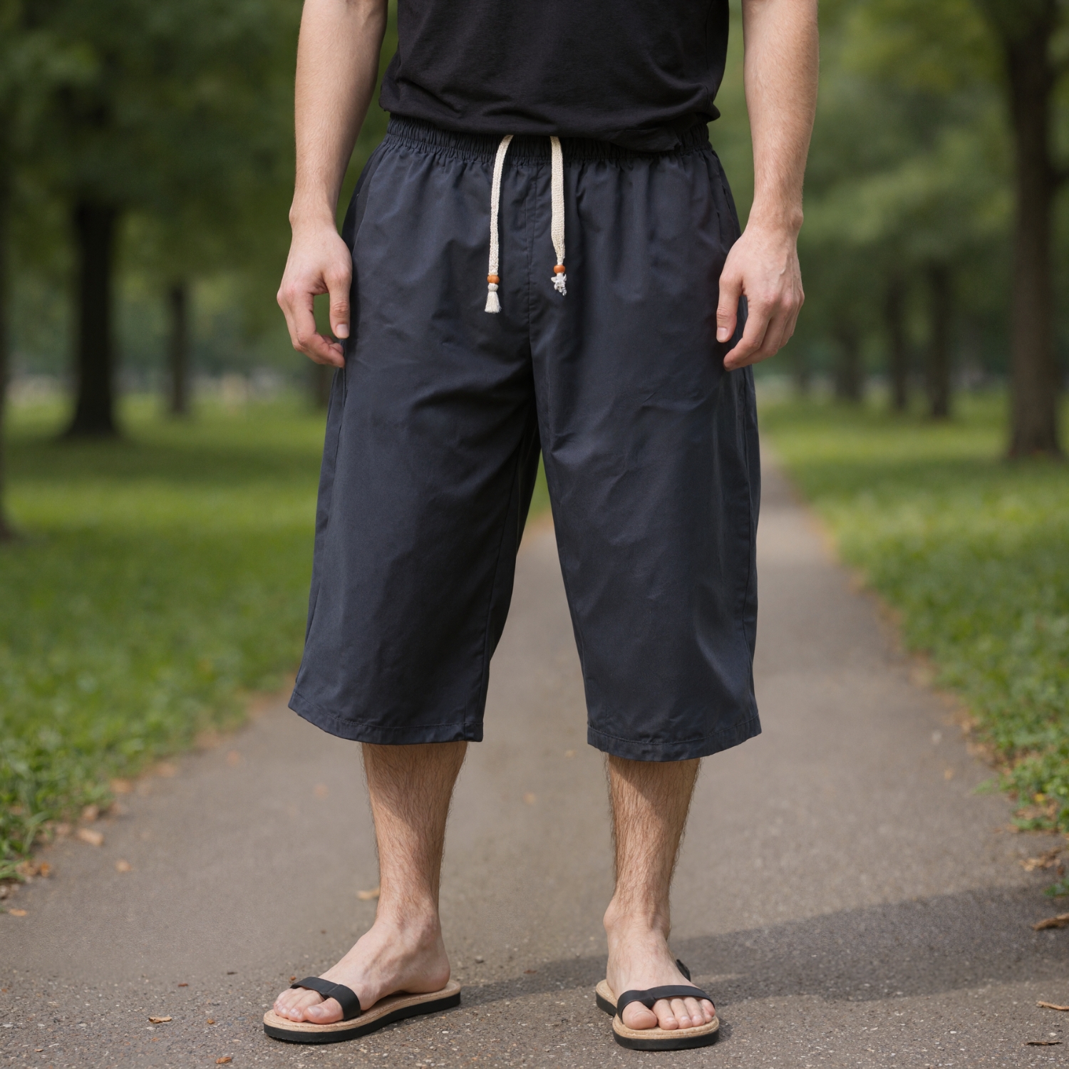 Cotton Linen Drawstring Casual Shorts