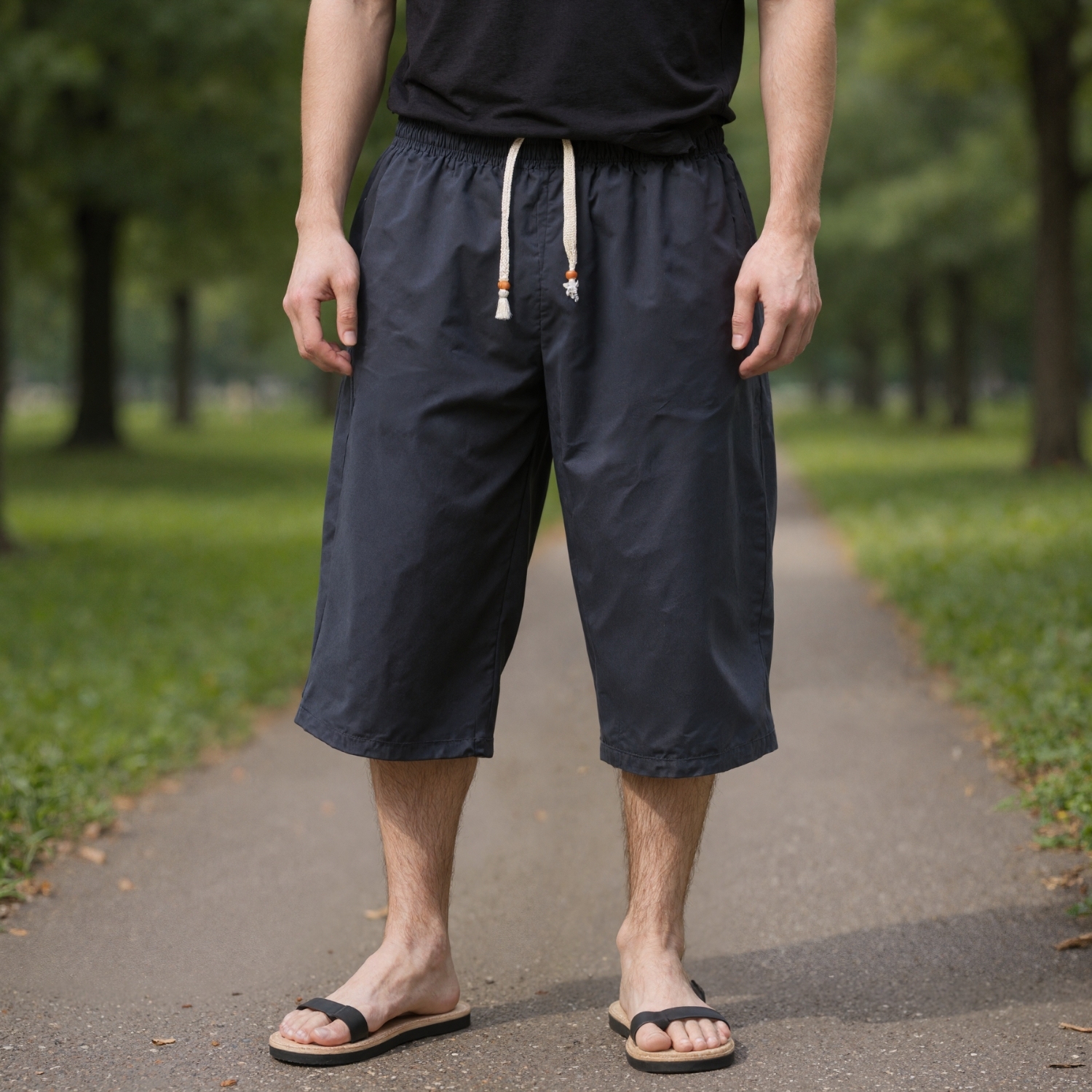 Cotton Linen Drawstring Casual Shorts