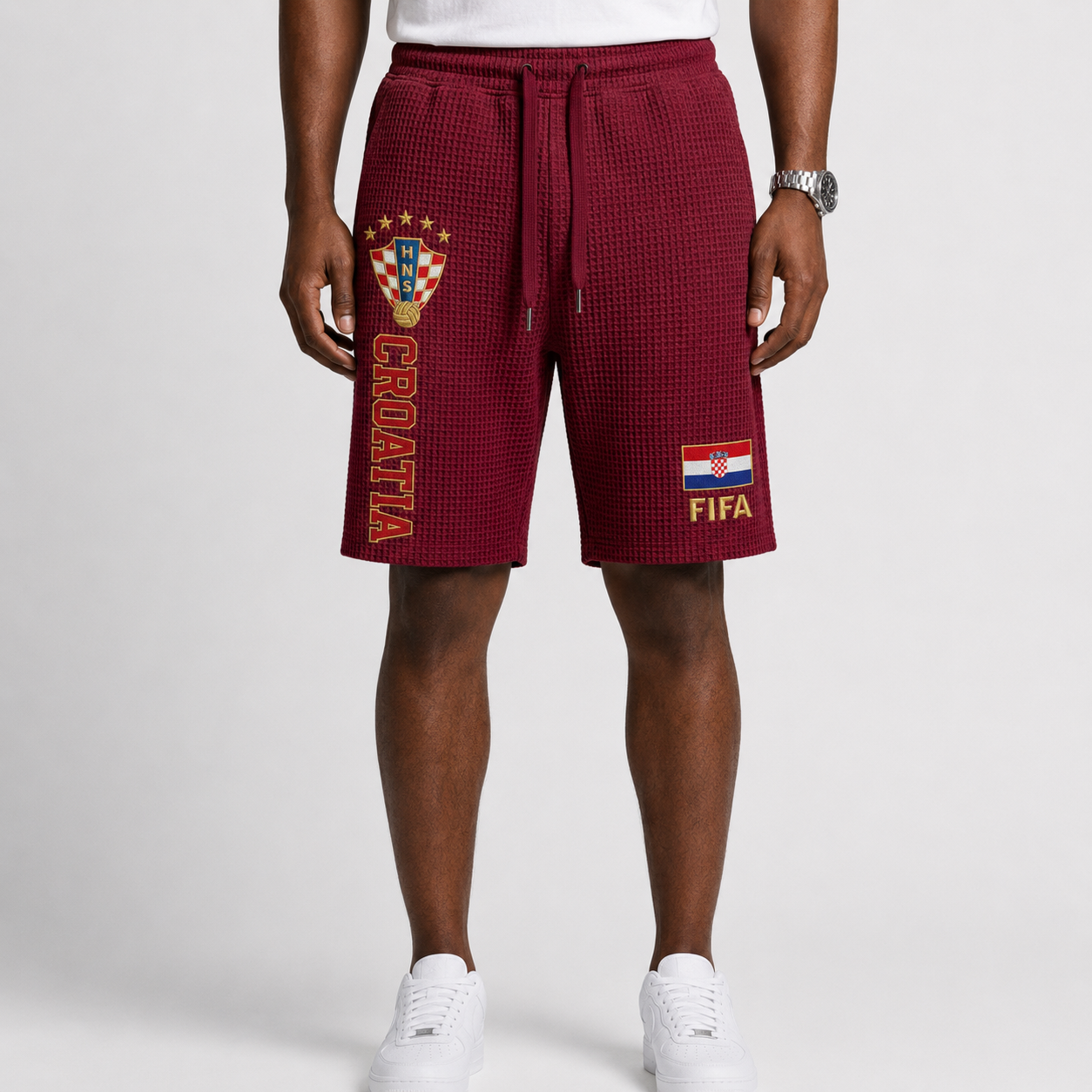 FIFA 2026 Croatia Printed Waffle Football Fan Shorts