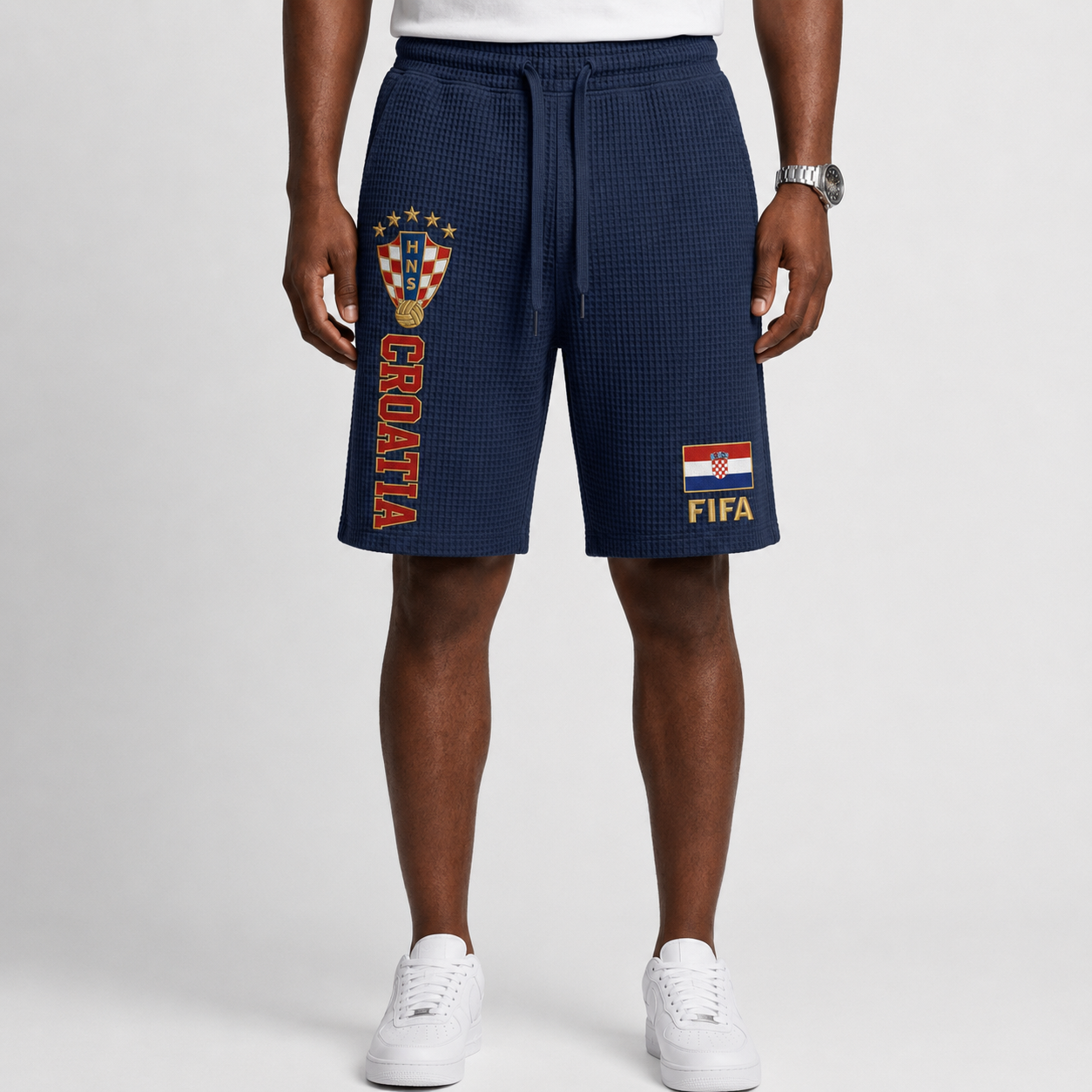 FIFA 2026 Croatia Printed Waffle Football Fan Shorts