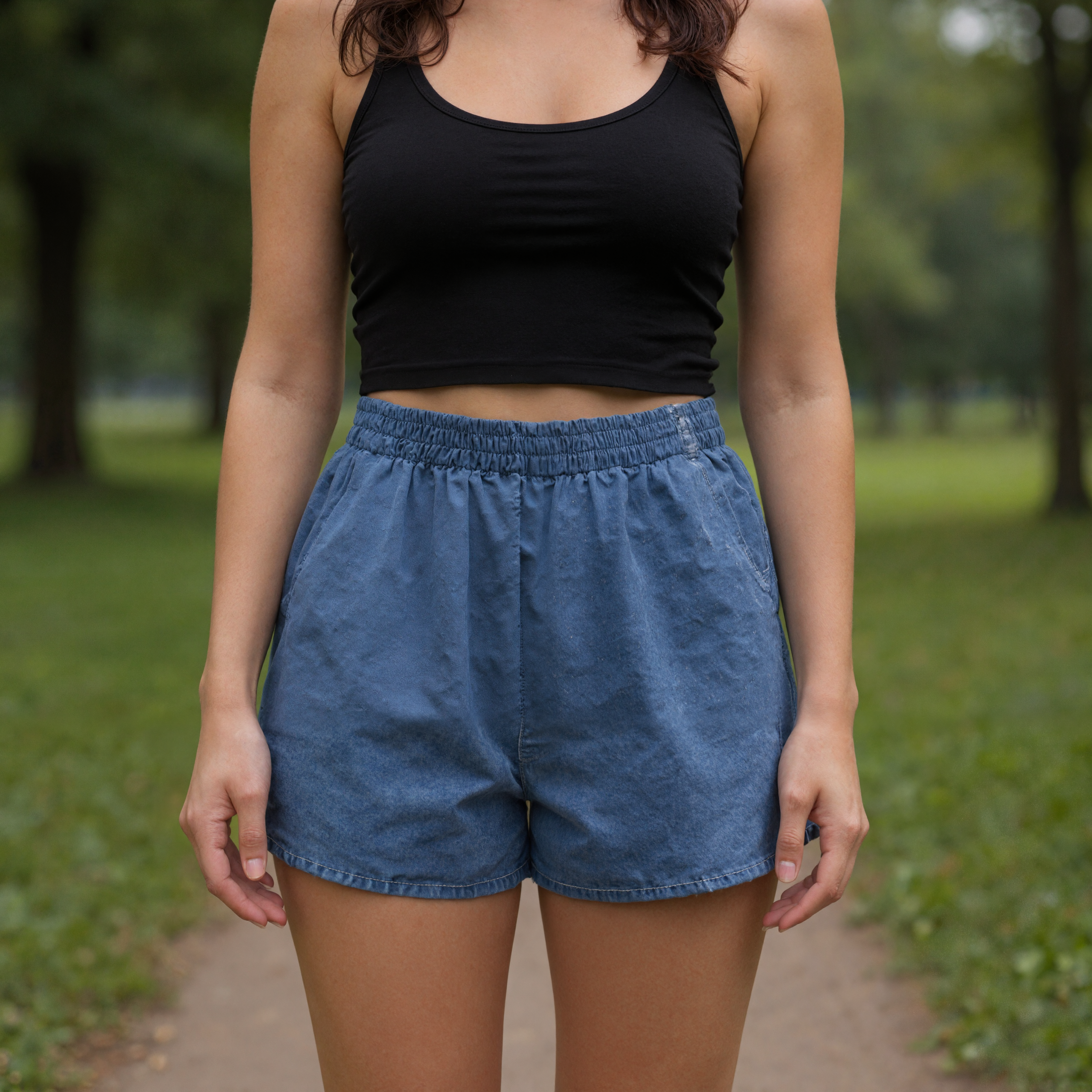 Denim Comfy Shorts With Pockets