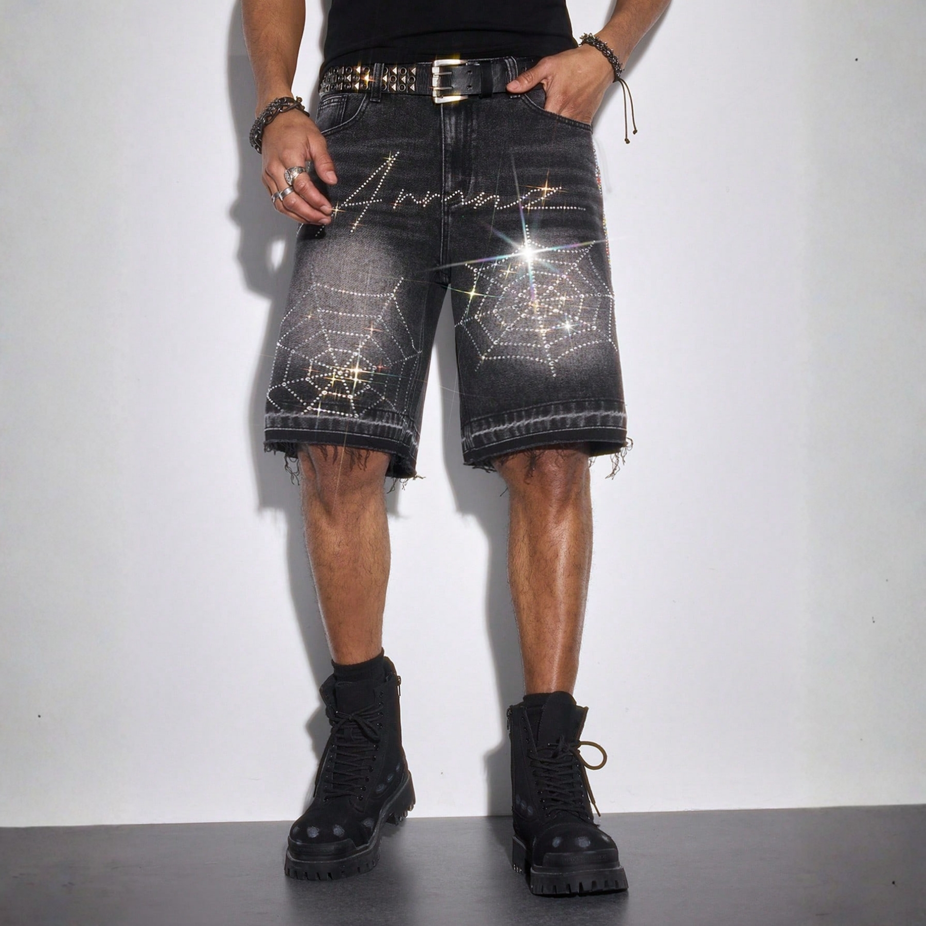 Distressed Pocket Denim Shorts Frayed Edge Casual Wear